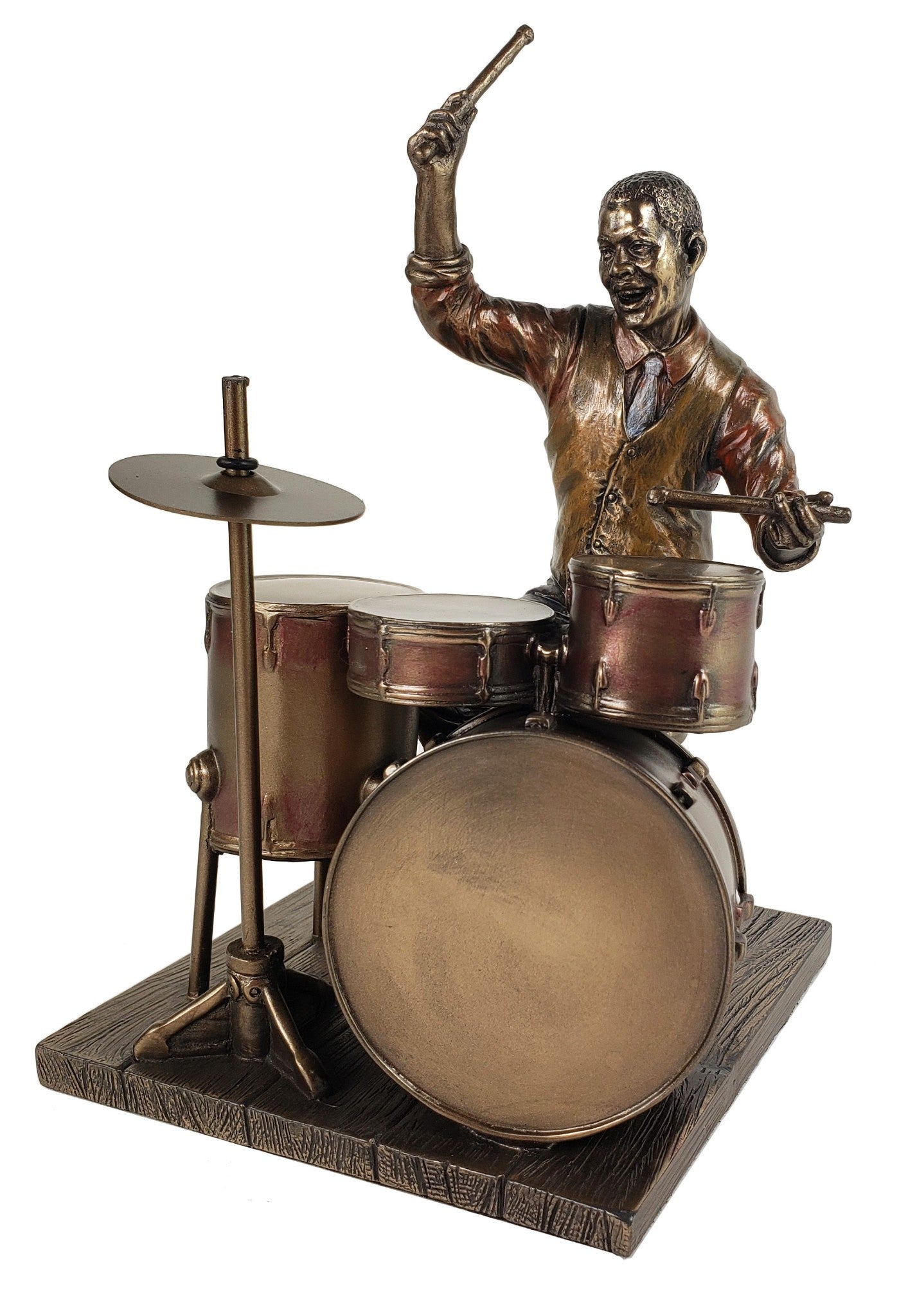 8" Jazz Band Collection Drum Player Home Décor Statue Sculpture Bronze Color