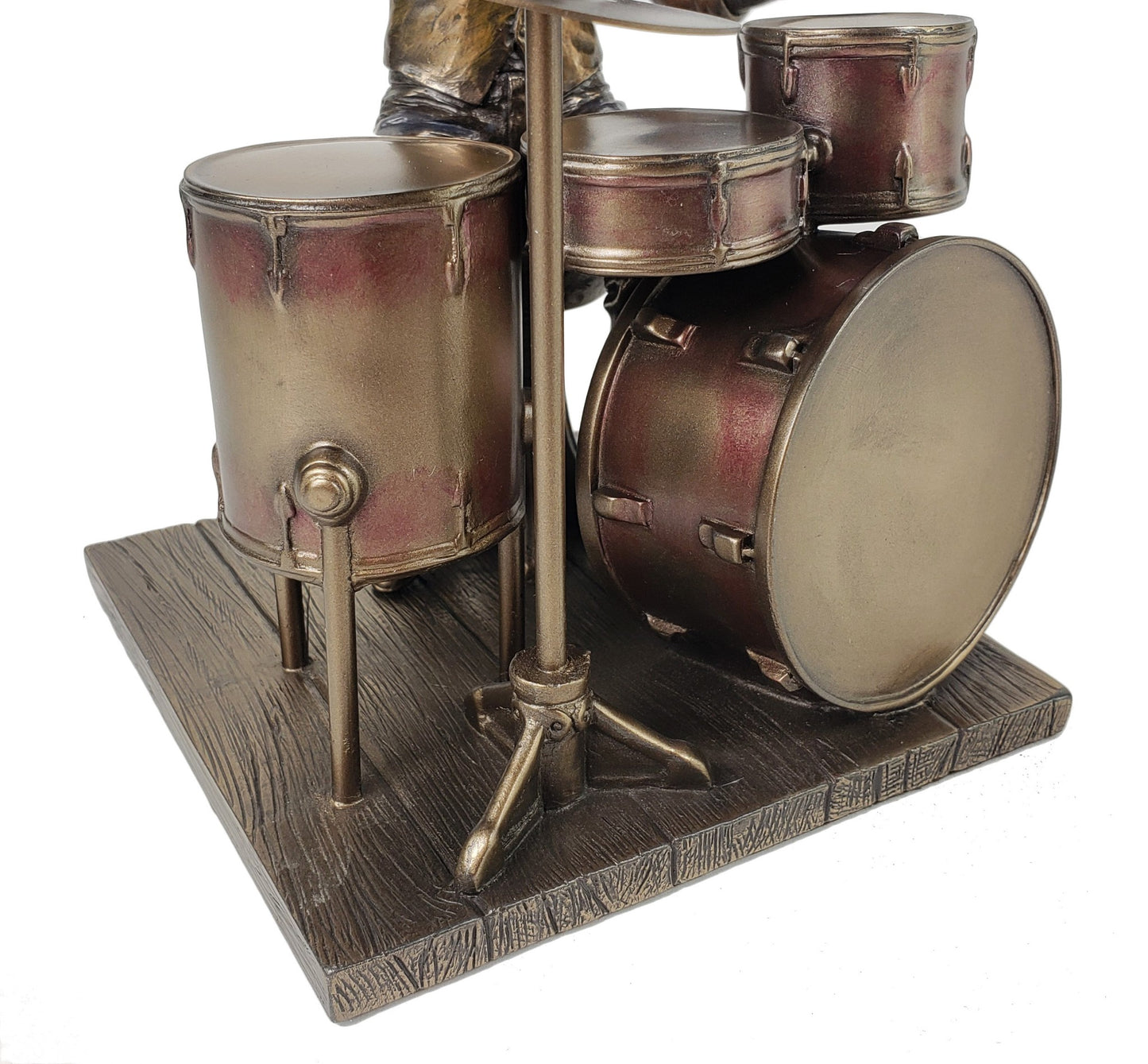 8" Jazz Band Collection Drum Player Home Décor Statue Sculpture Bronze Color