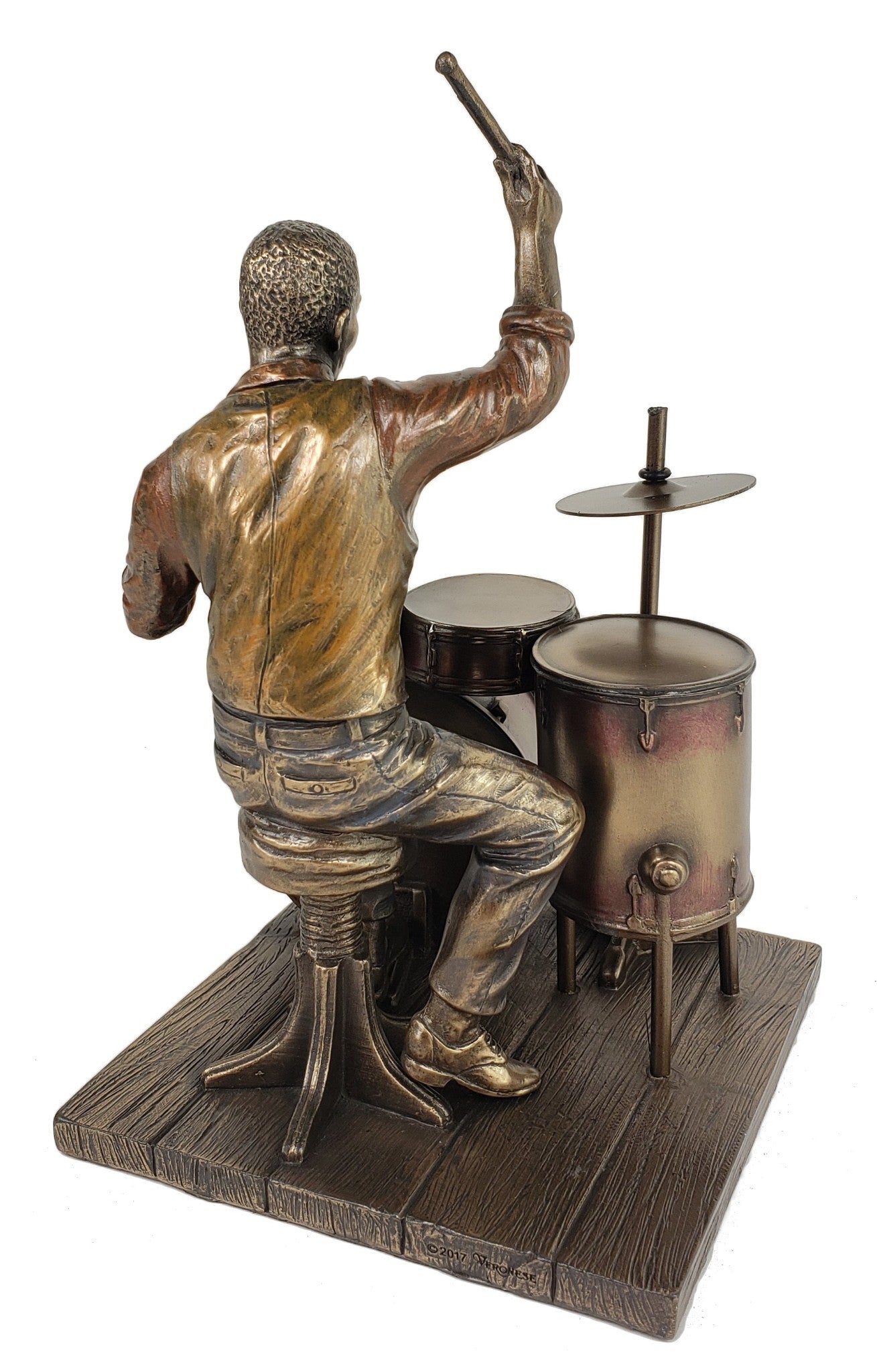 8" Jazz Band Collection Drum Player Home Décor Statue Sculpture Bronze Color