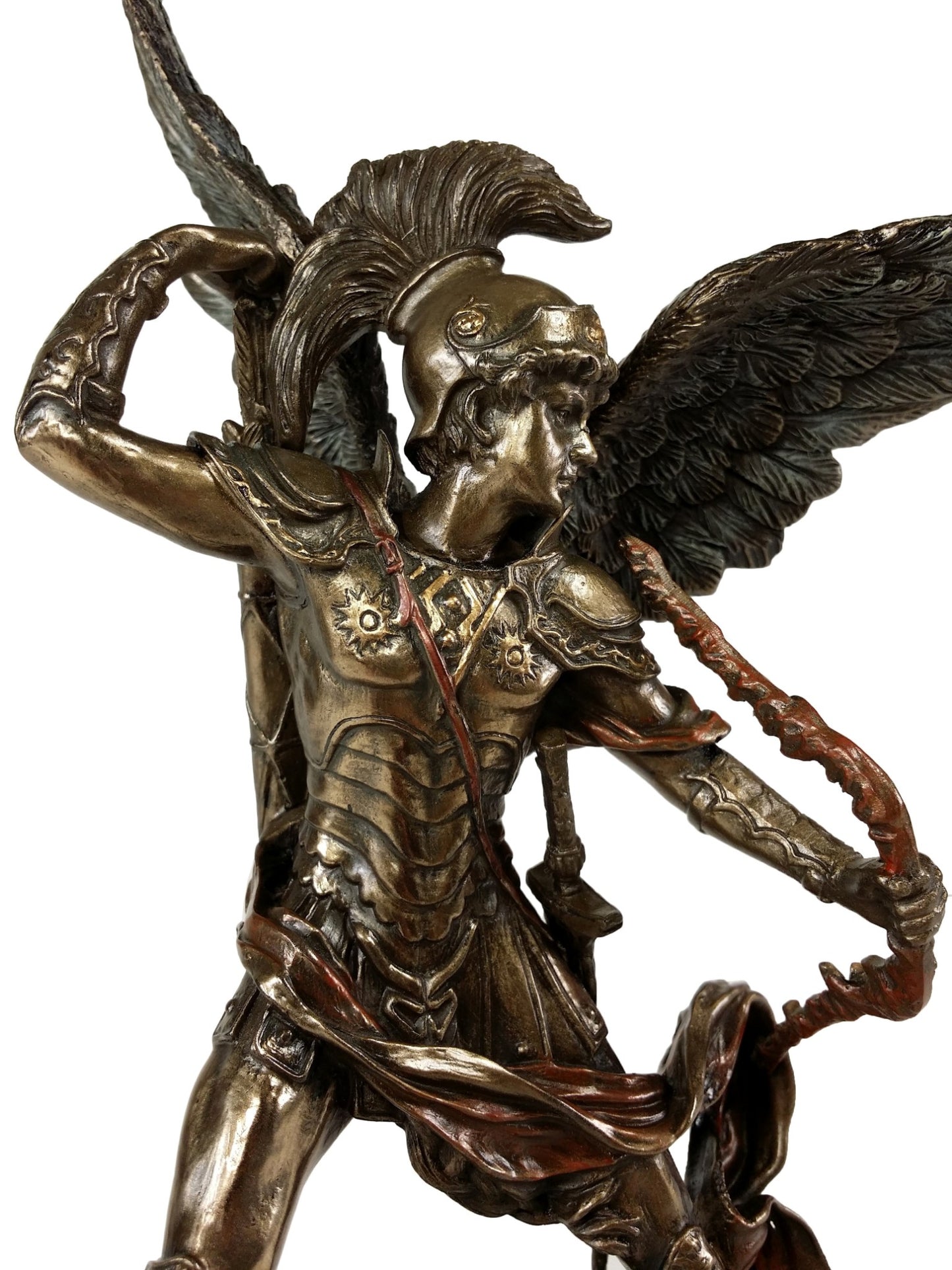 9.5" Saint Uriel ARCHANGEL W Crossbow Statue  Sculpture Antique Bronze Color