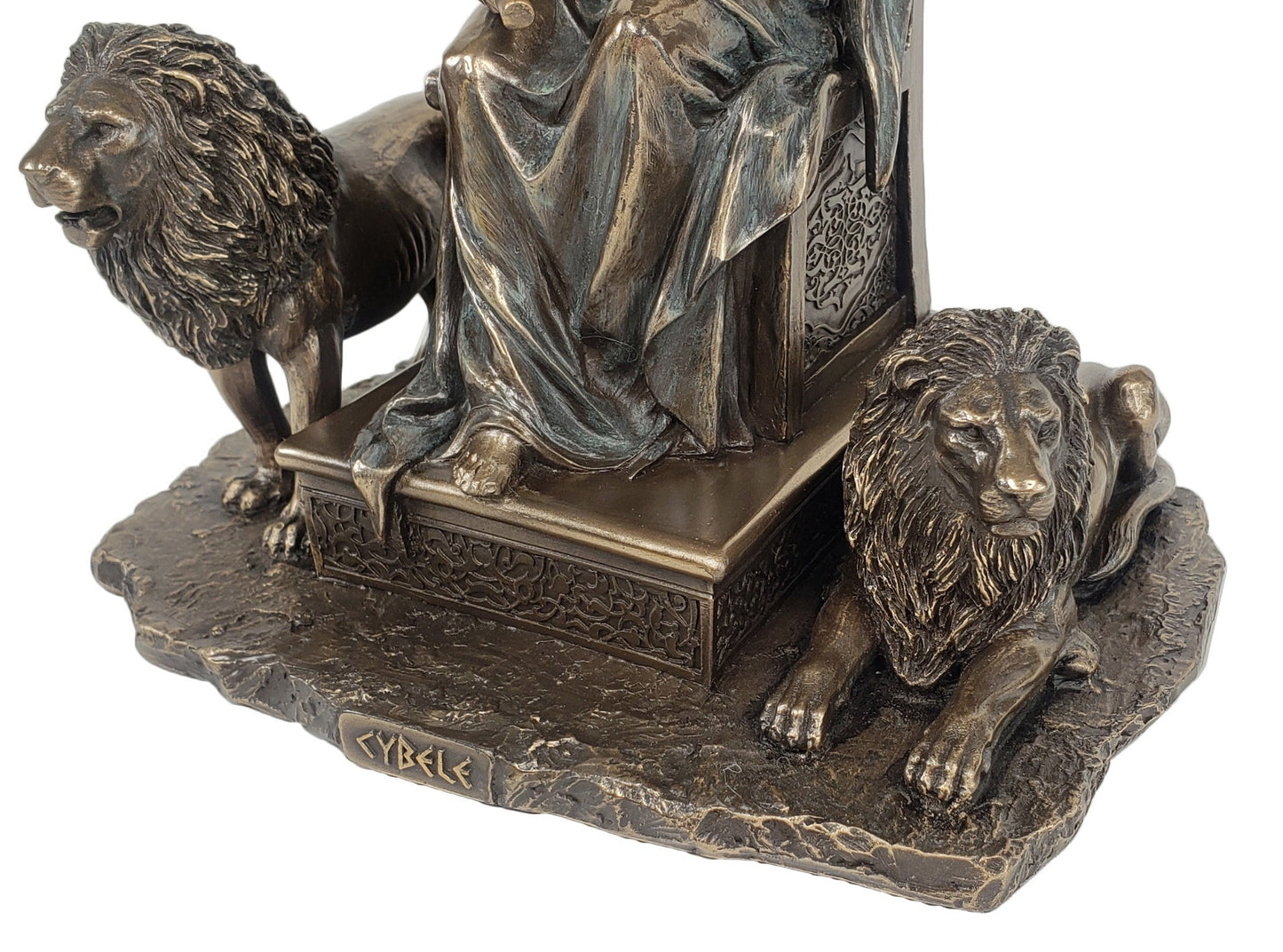 Cybele / Rhea Roman Greek Mythology Mother of Gods Statue W/ Lions Bronze Finish