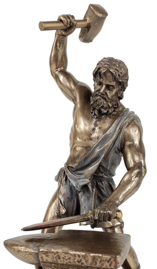 8 1/2" Hephaestus Greek Mythology God of Fire Statue Forging Sword Bronze Color
