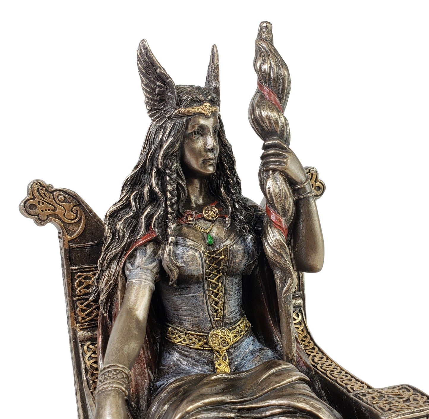 Frigga w Throne Viking Norse Mythology Goddess Love Marriage Statue Bronze Color