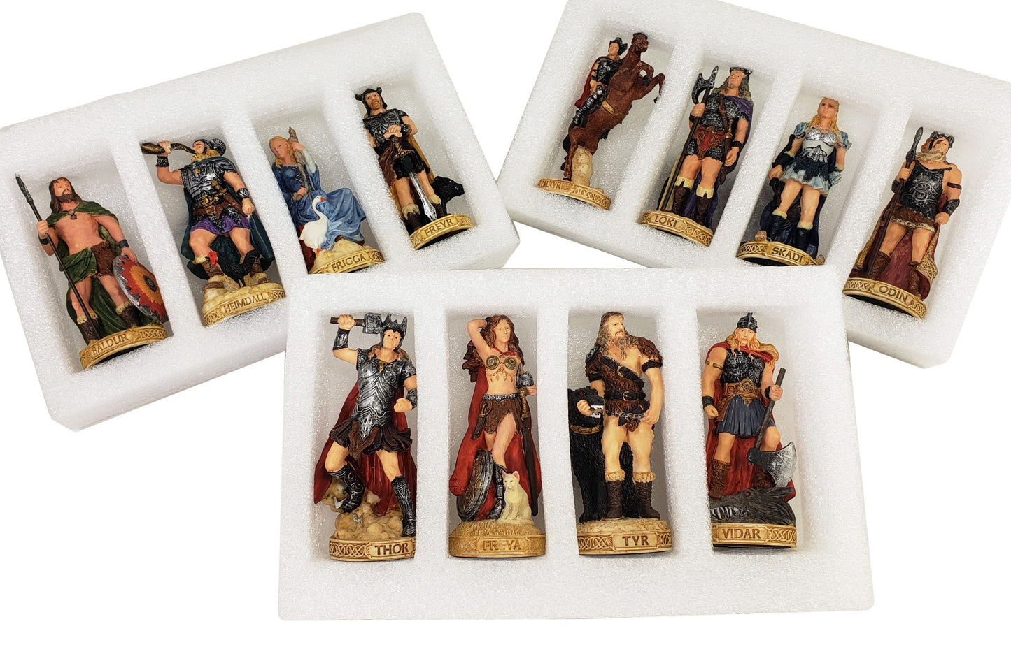 12 Pc 3.5" Norse Gods Mythology Figurine Set Odin Thor Loki Freya Heimdall More