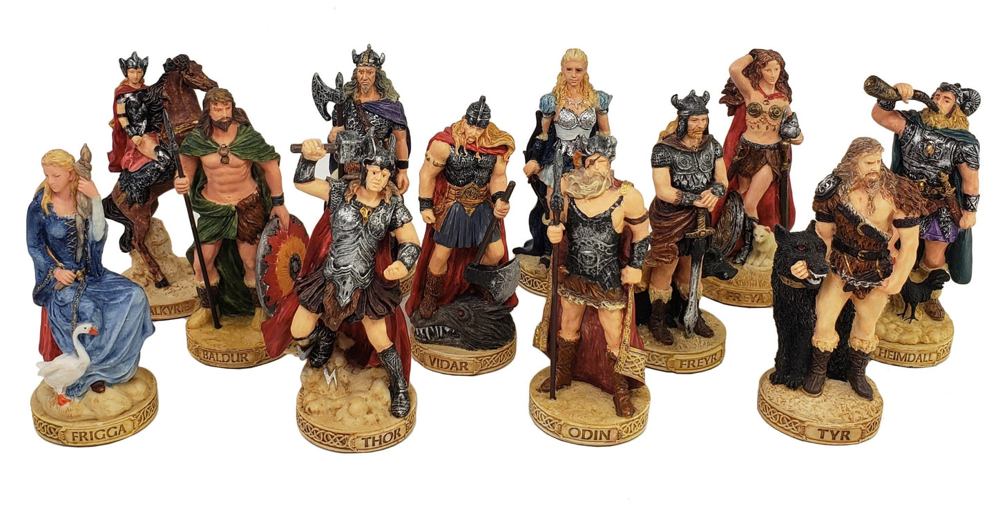 12 Pc 3.5" Norse Gods Mythology Figurine Set Odin Thor Loki Freya Heimdall More