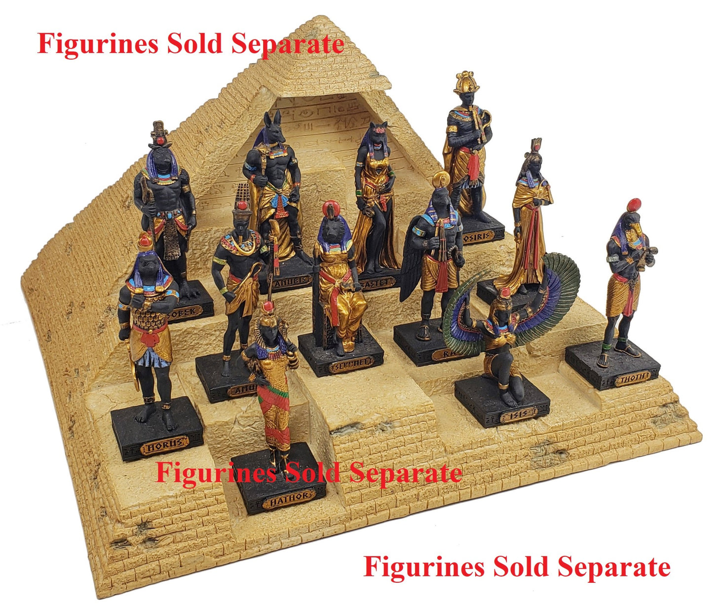 11 Inch Pyramid Stand for Egyptian Gods Statue / Figurine set Sand Color