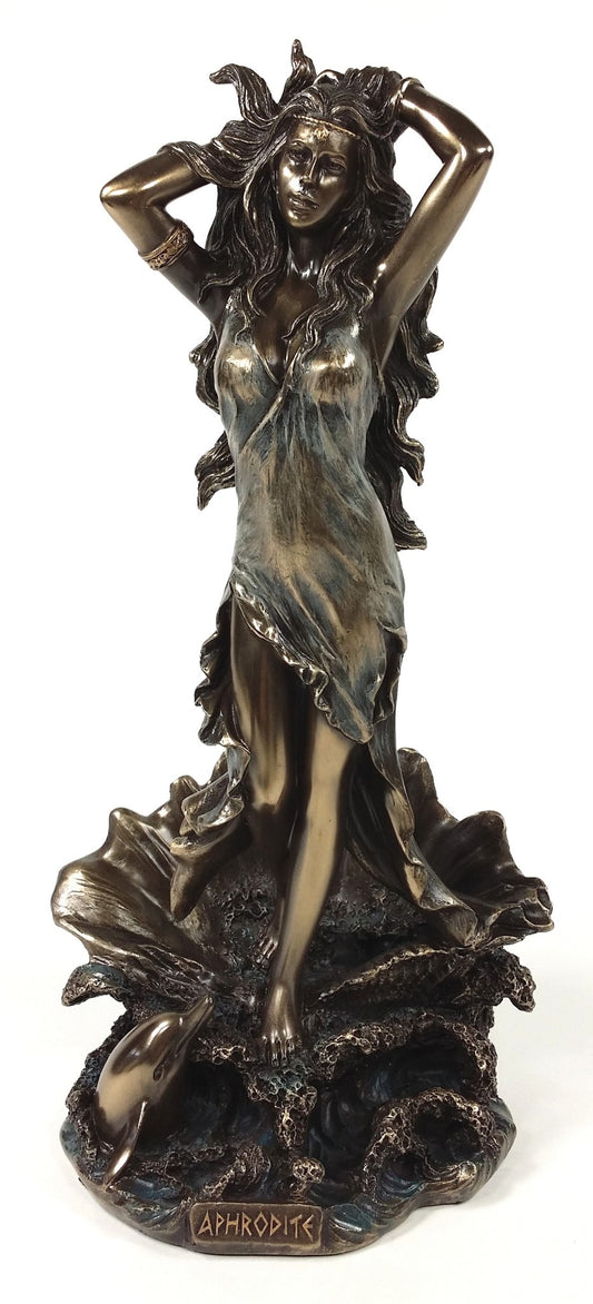 11" APHRODITE Greek Goddess of Love Rising from Sea Venus Statue Bronze Finish