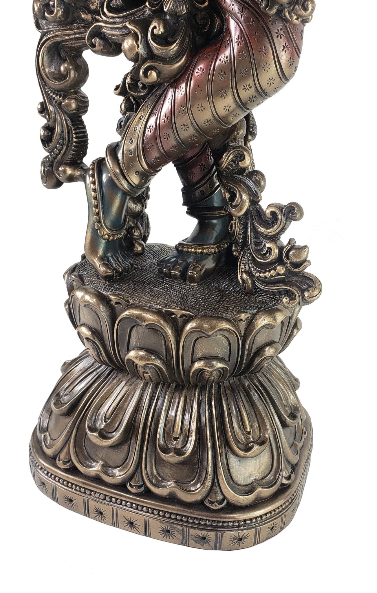 Large 30" Hindu Supreme God Krishna Playing Flute Statue Antique Bronze Finish