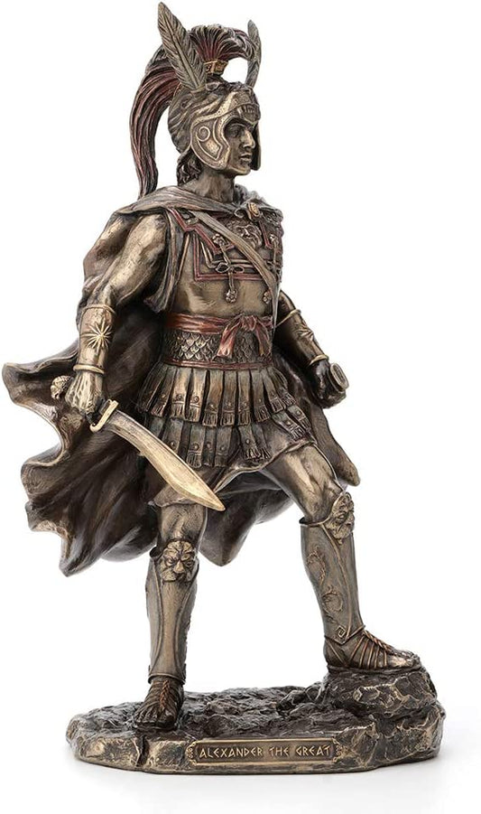 11.5" King Alexander The Great Standing W Sword Statue Bronze Finish Sculpture