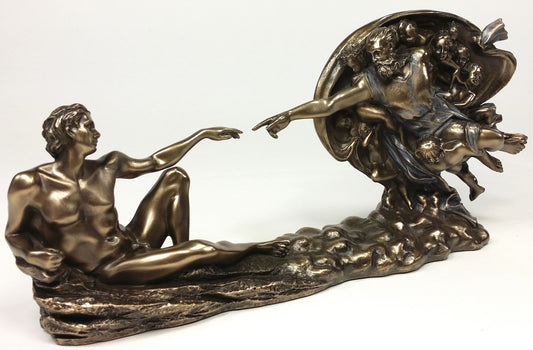 10 1/4" Creation of Adam God Genesis Statue Sculpture Antique Bronze Finish