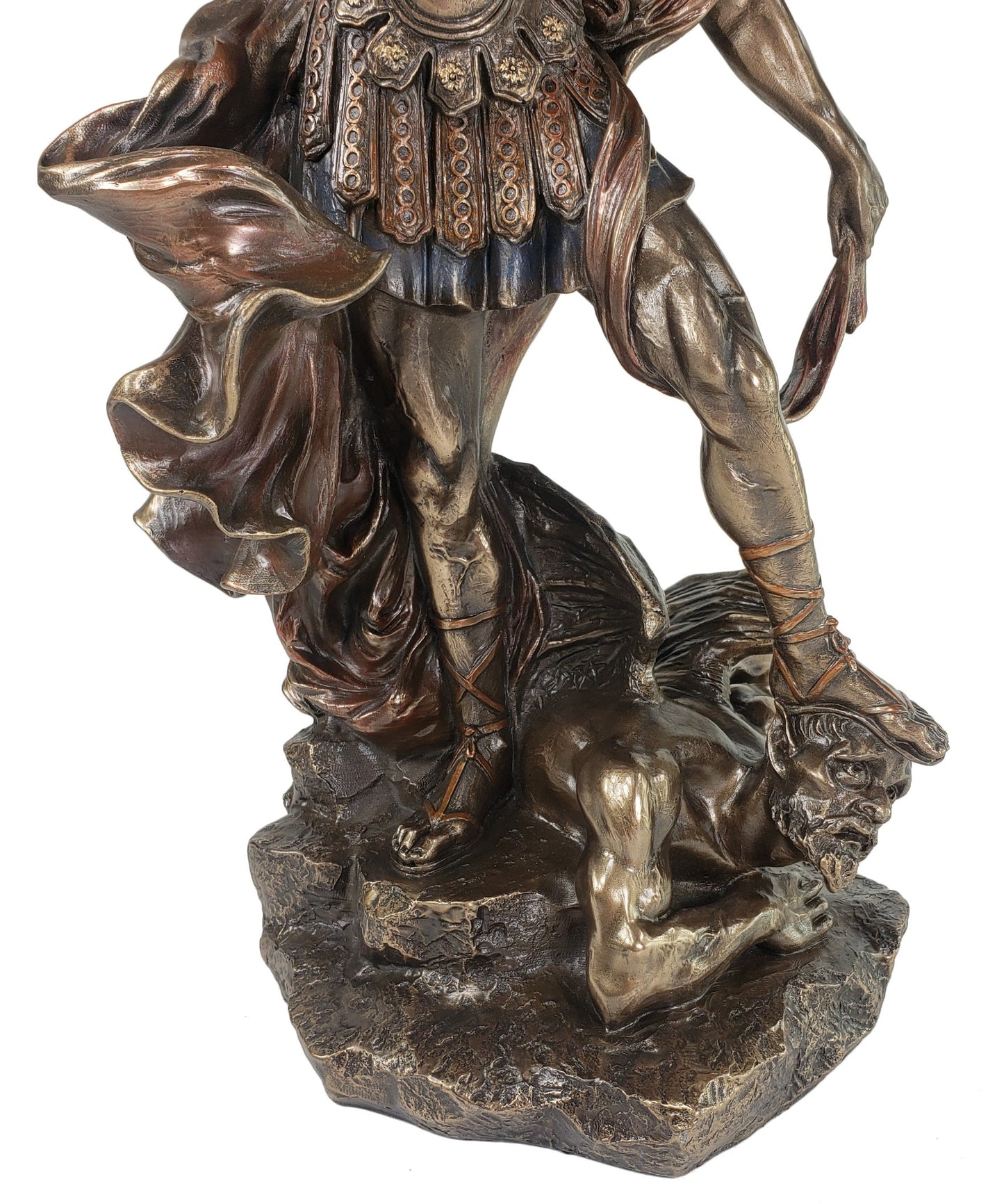 20" Saint Michael ARCHANGEL with Sword Slaying Lucifer Statue Bronze Color Angel