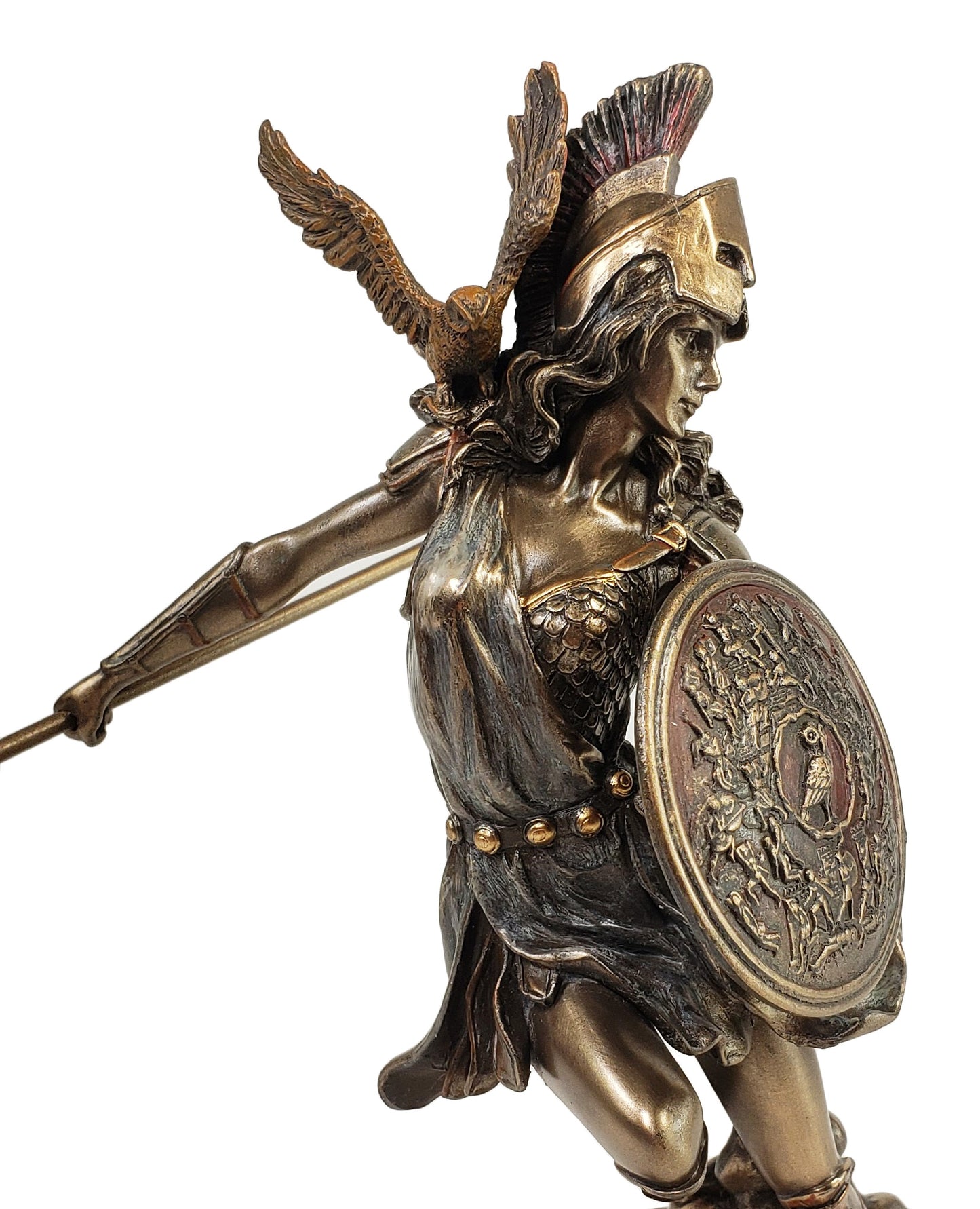 9" ATHENA Goddess of War Running W Spear Greek Mythology Statue Bronze Color