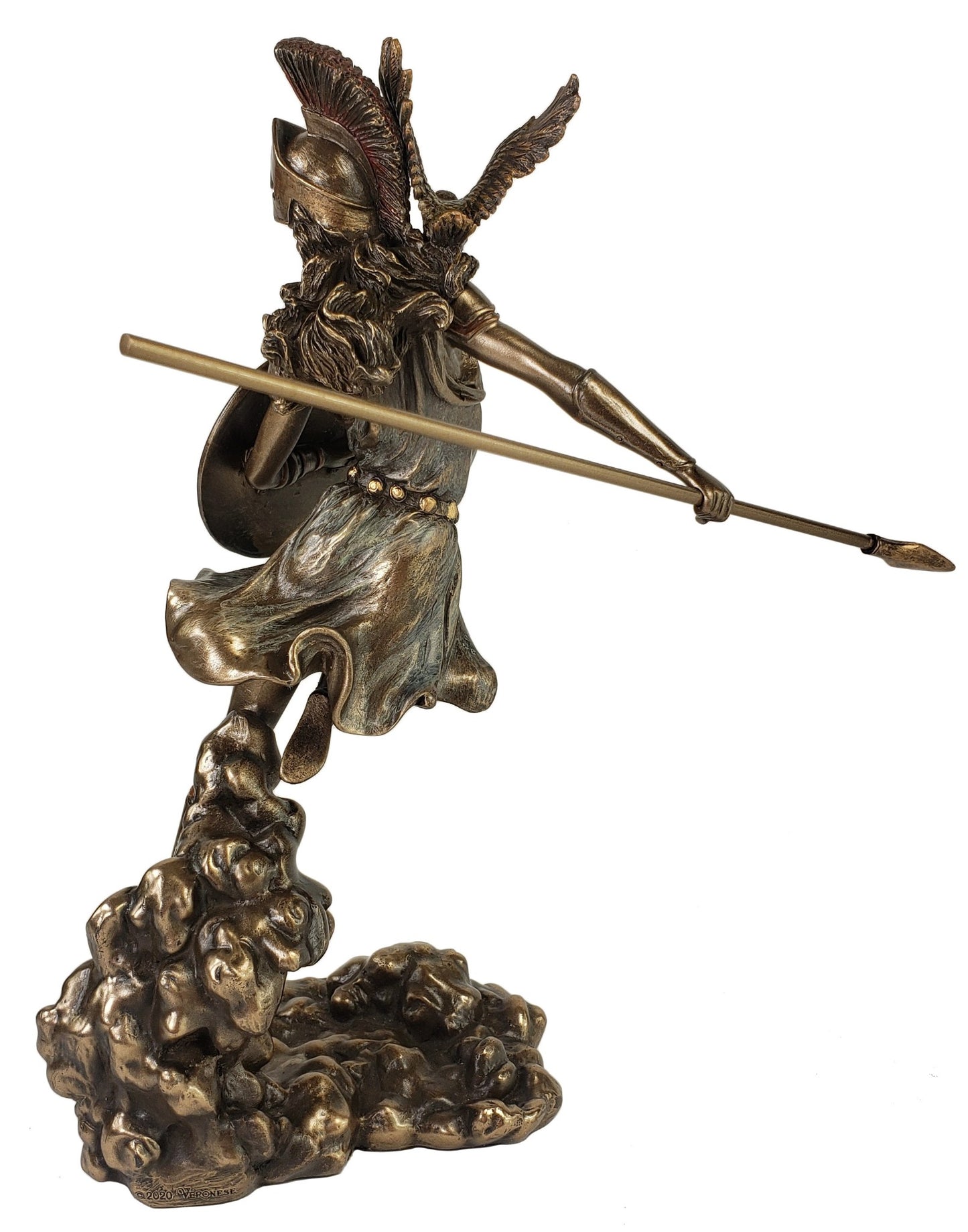 9" ATHENA Goddess of War Running W Spear Greek Mythology Statue Bronze Color