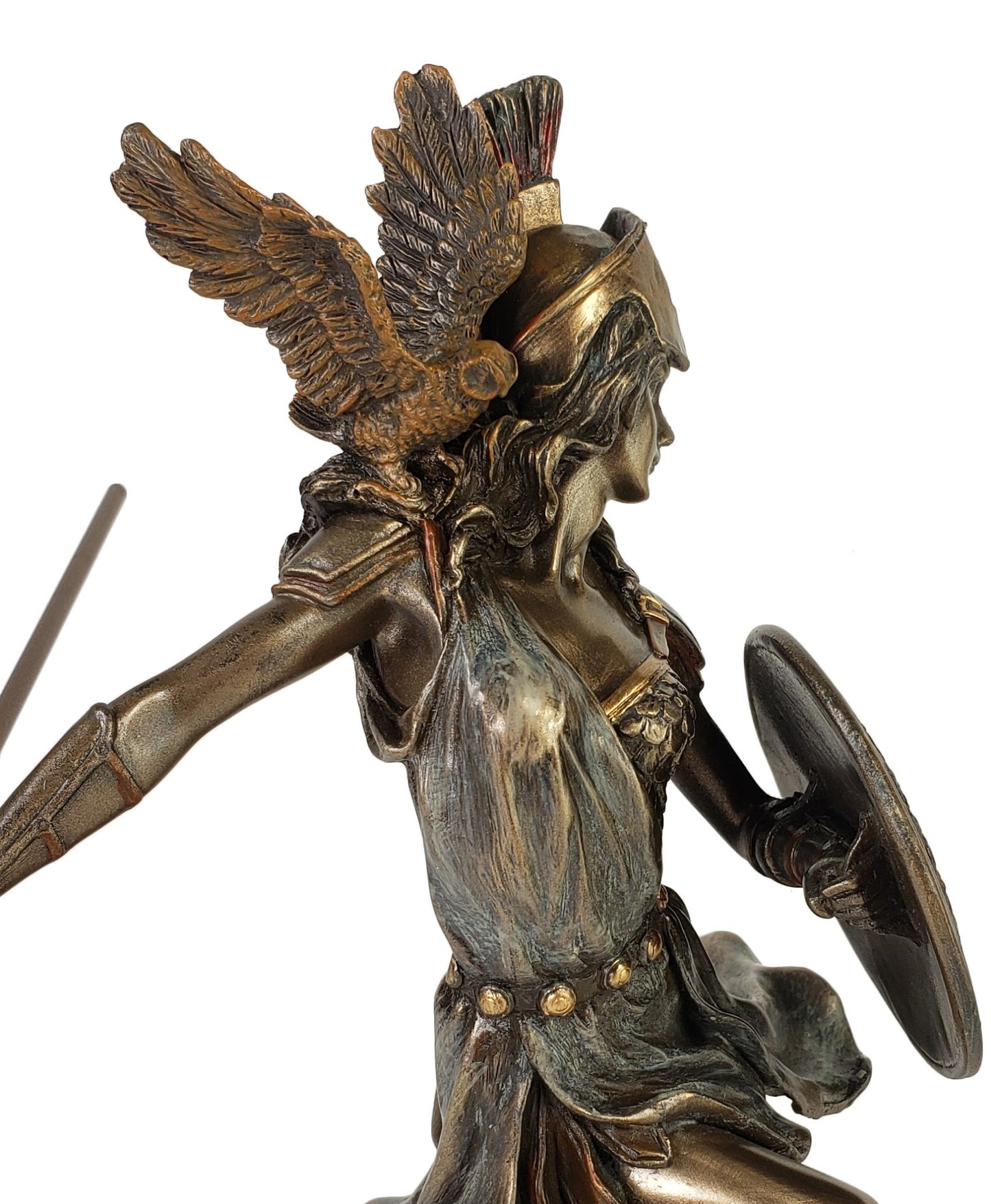 9" ATHENA Goddess of War Running W Spear Greek Mythology Statue Bronze Color