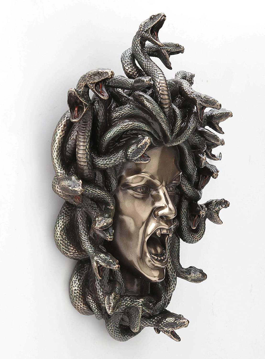 7 1/4" Medusa Head of Snakes Gothic Wall Decor Plaque Statue Bronze Finish