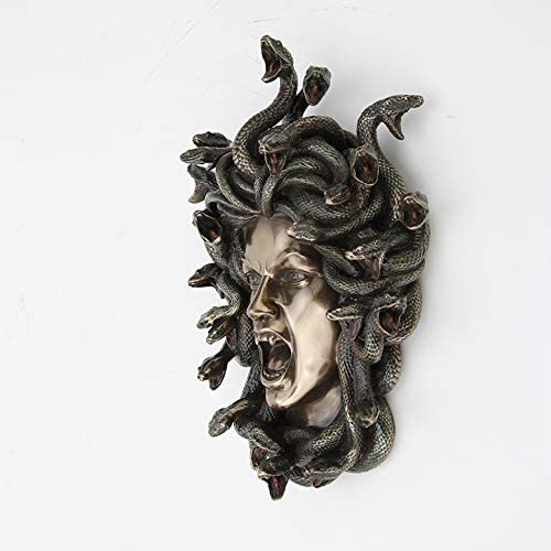 7 1/4" Medusa Head of Snakes Gothic Wall Decor Plaque Statue Bronze Finish