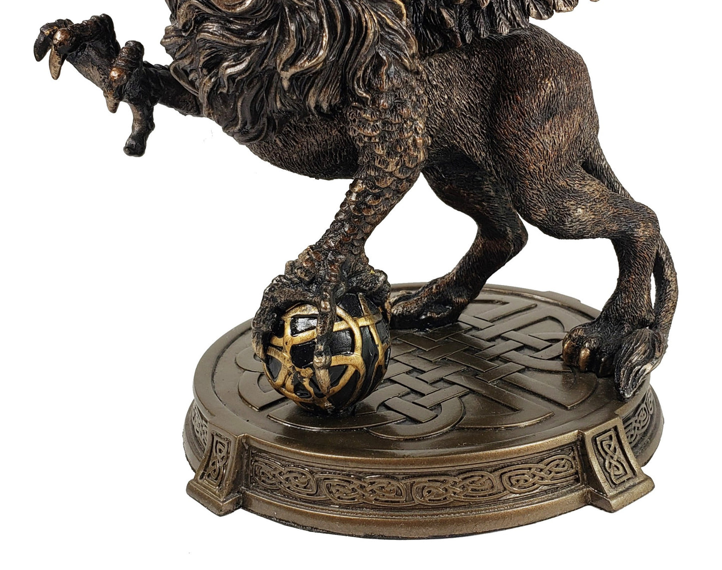 Mythology Griffin Griffon Lion Eagle Statue Viking Celtic Knot Base Bronze Color