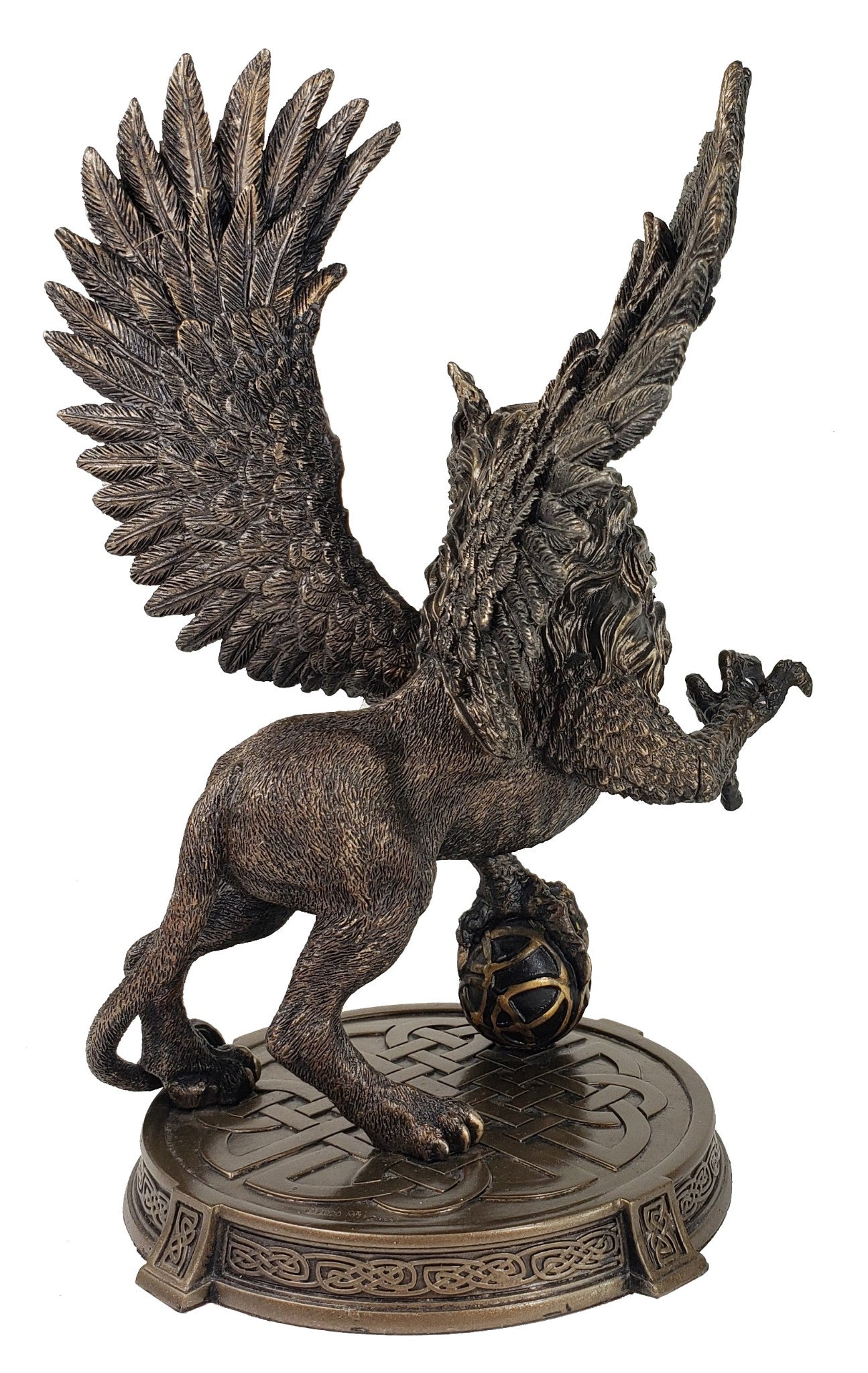 Mythology Griffin Griffon Lion Eagle Statue Viking Celtic Knot Base Bronze Color