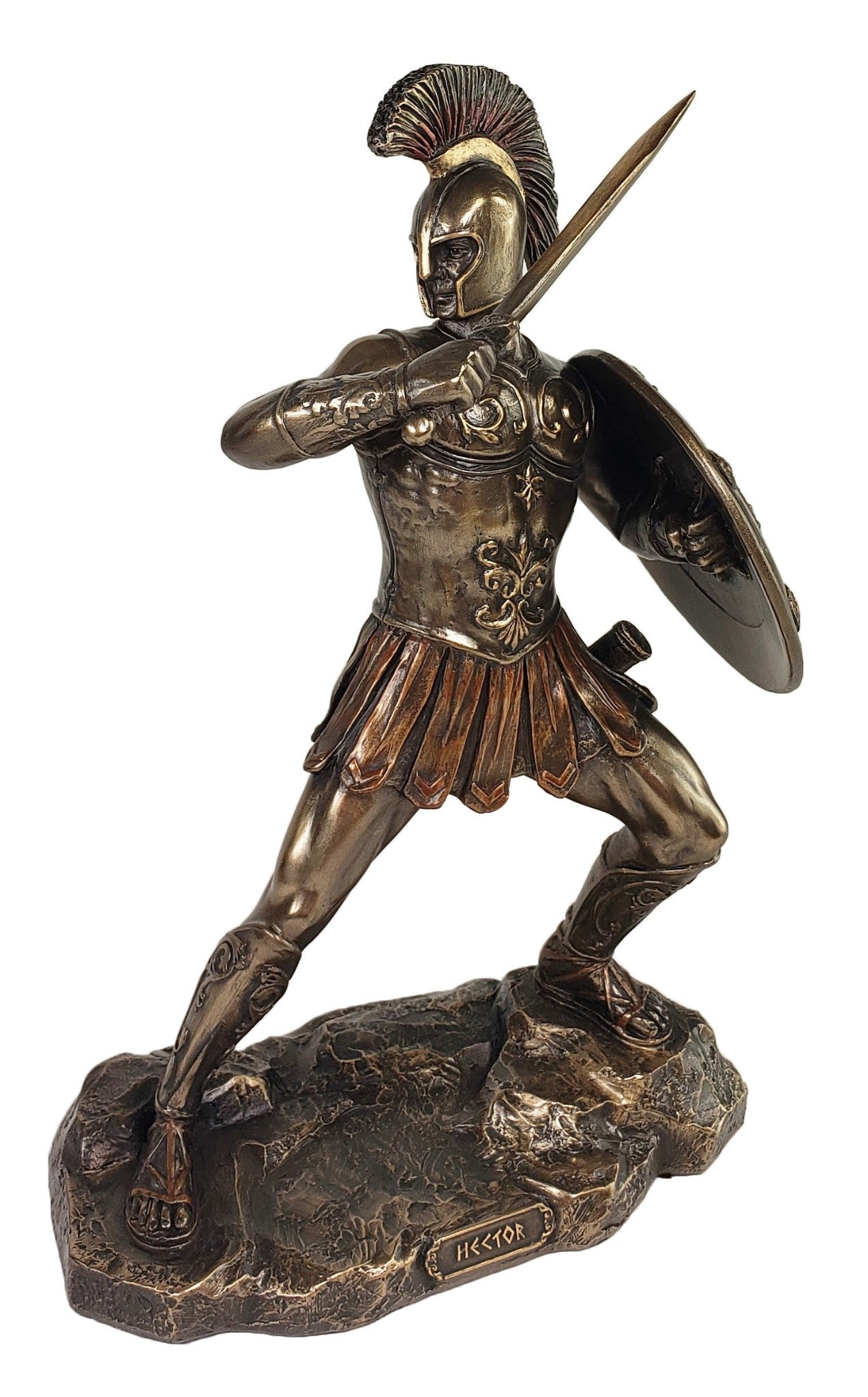 Hector of Troy 9 1/4" With Sword & Shield GREEK MYTHOLOGY Statue Bronze Color