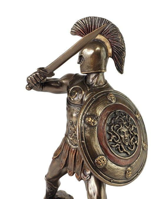 Hector of Troy 9 1/4" With Sword & Shield GREEK MYTHOLOGY Statue Bronze Color