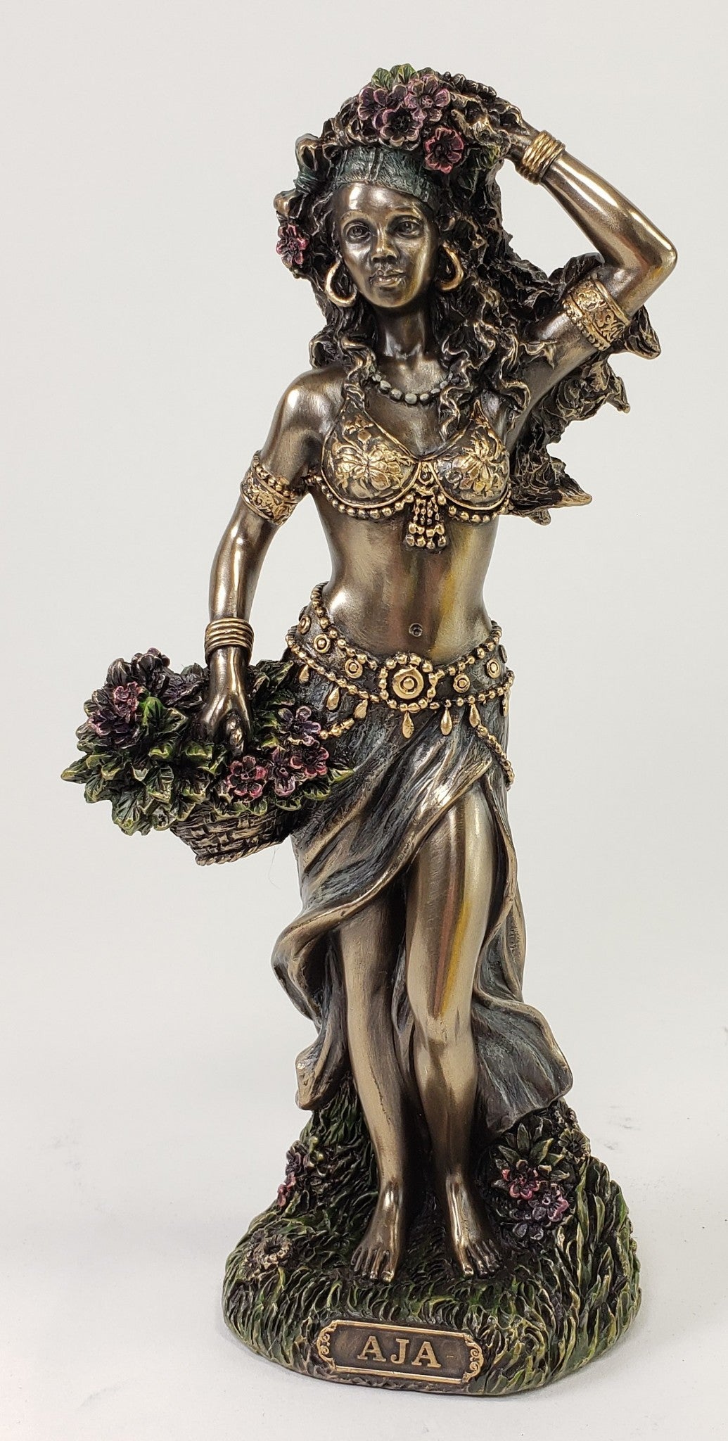 8 1/2" ORISHA AJA Santeria Goddess Forest and Herbs African Statue Bronze Color