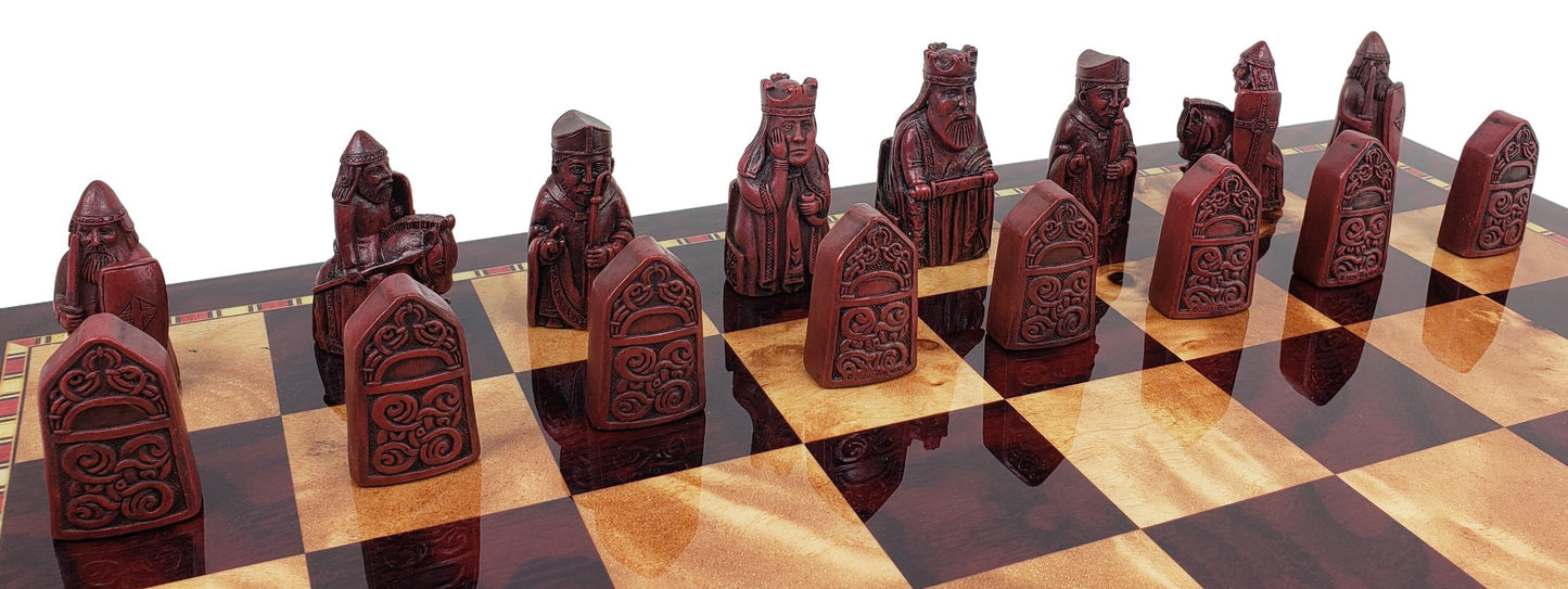 Antique White & Red Mini Isle of Lewis Chess Men Set 2 3/8" King - NO BOARD