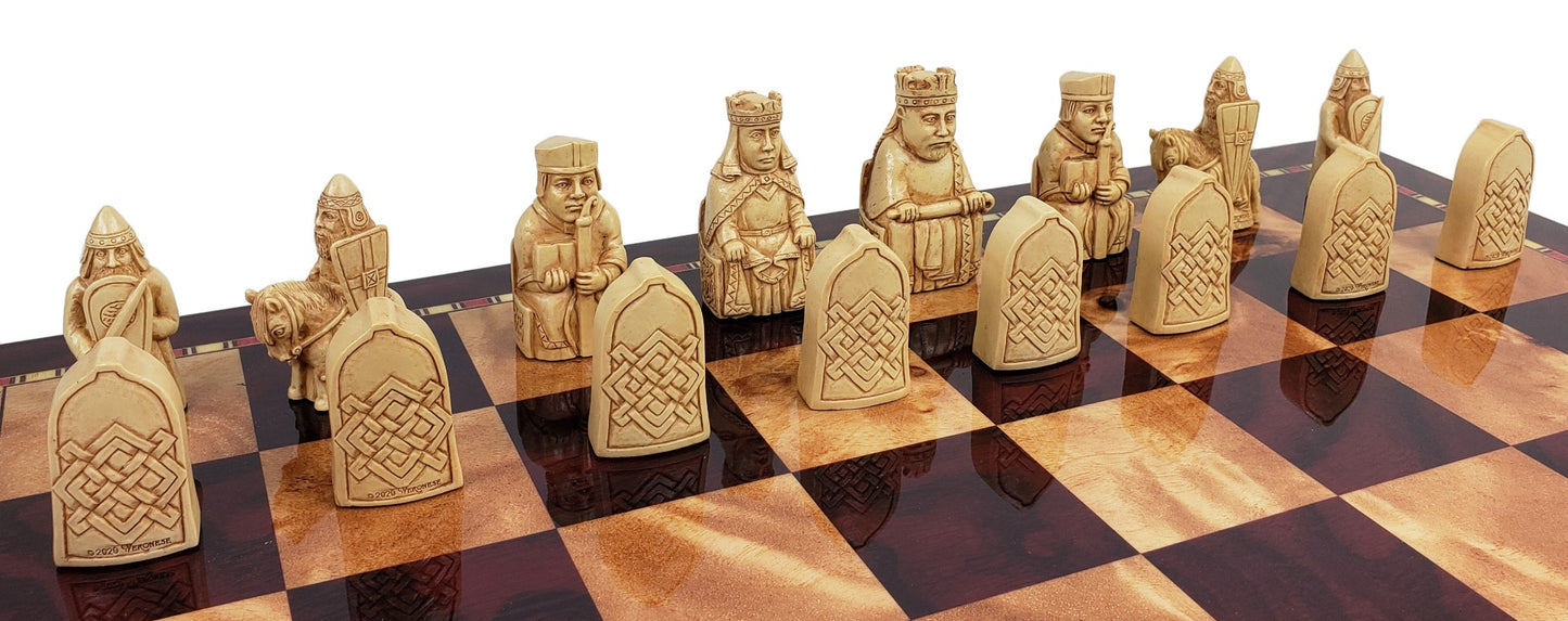 Antique White & Red Mini Isle of Lewis Chess Men Set 2 3/8" King - NO BOARD