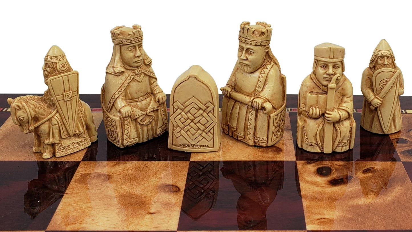 Antique White & Red Mini Isle of Lewis Chess Men Set 2 3/8" King - NO BOARD