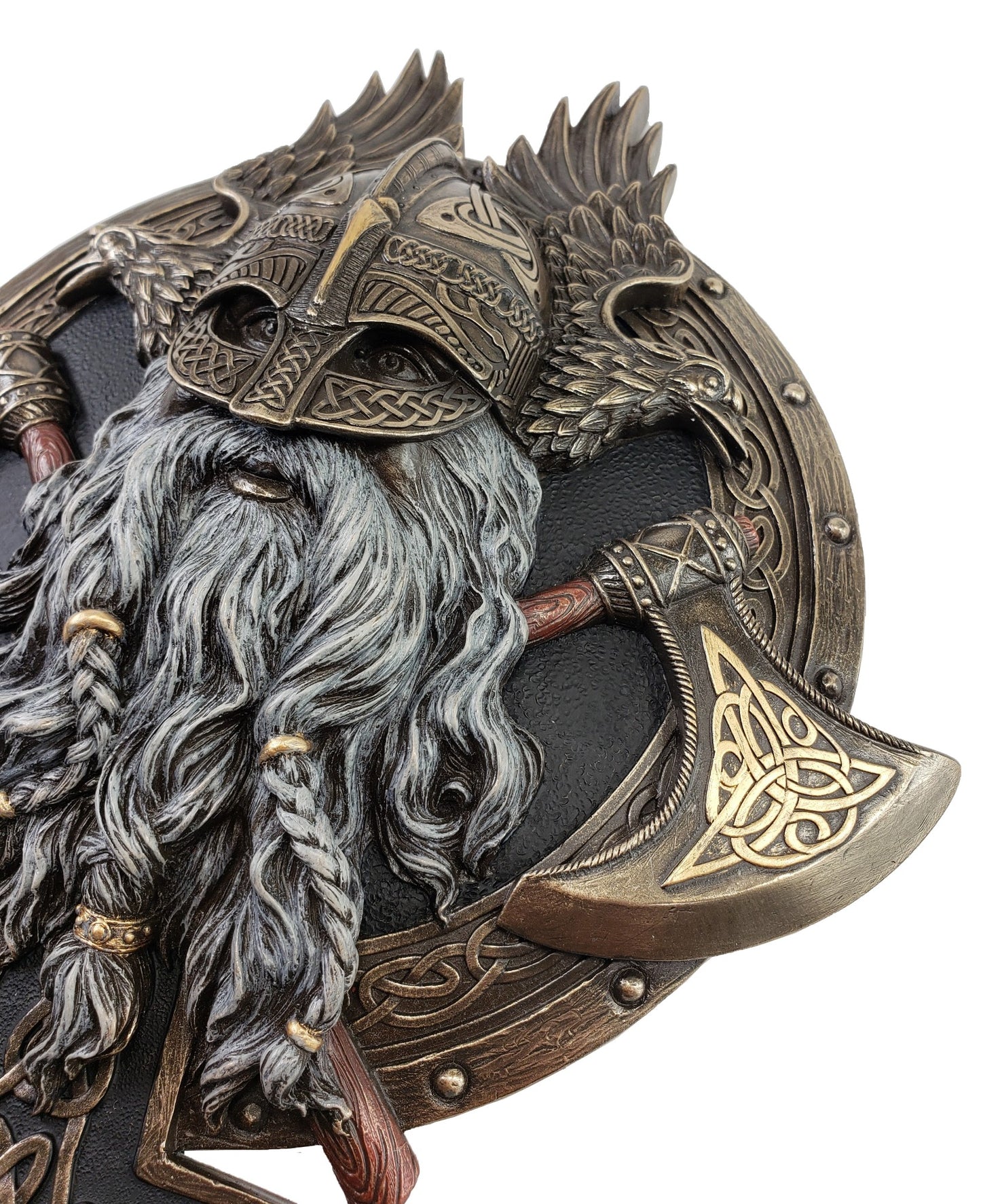 10" Viking Norse Mythology Valhalla Berserker Wall Plaque Statue Bronze Color