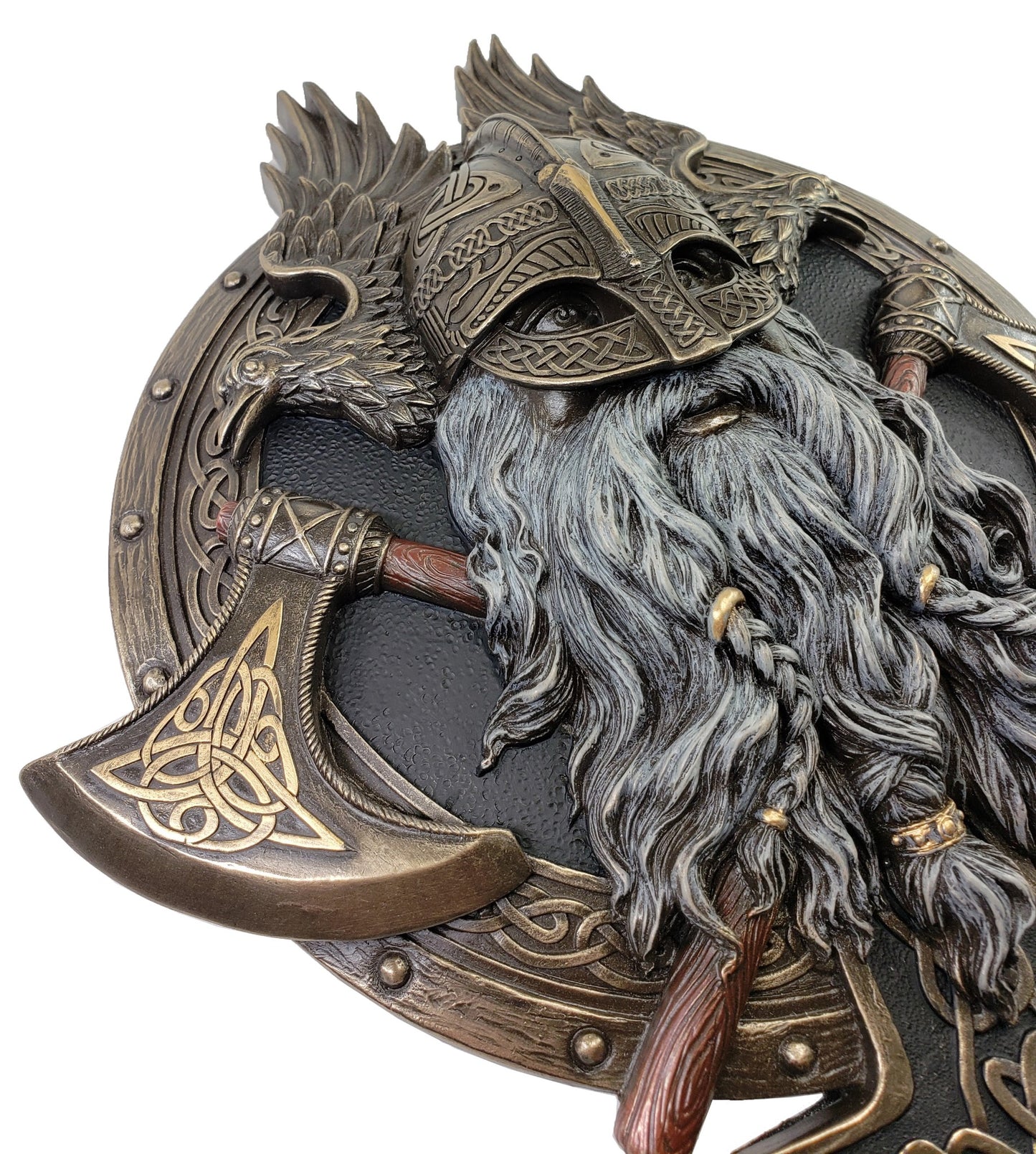 10" Viking Norse Mythology Valhalla Berserker Wall Plaque Statue Bronze Color