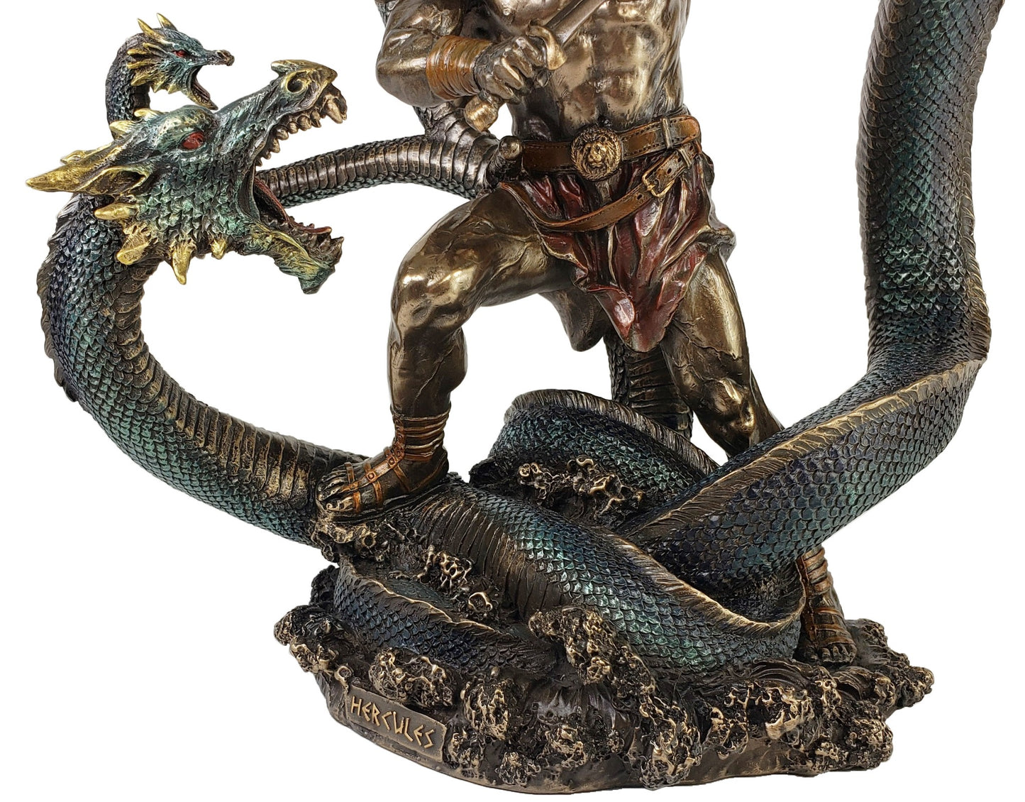 12" Hercules Battling Slaying Hydra Snake Greek Mythology Bronze Color Statue