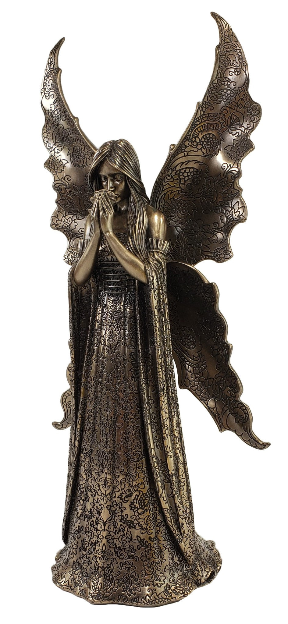 14" Anne Stokes ONLY LOVE REMAINS Guardian Angel Fairy Bronze Color Statue