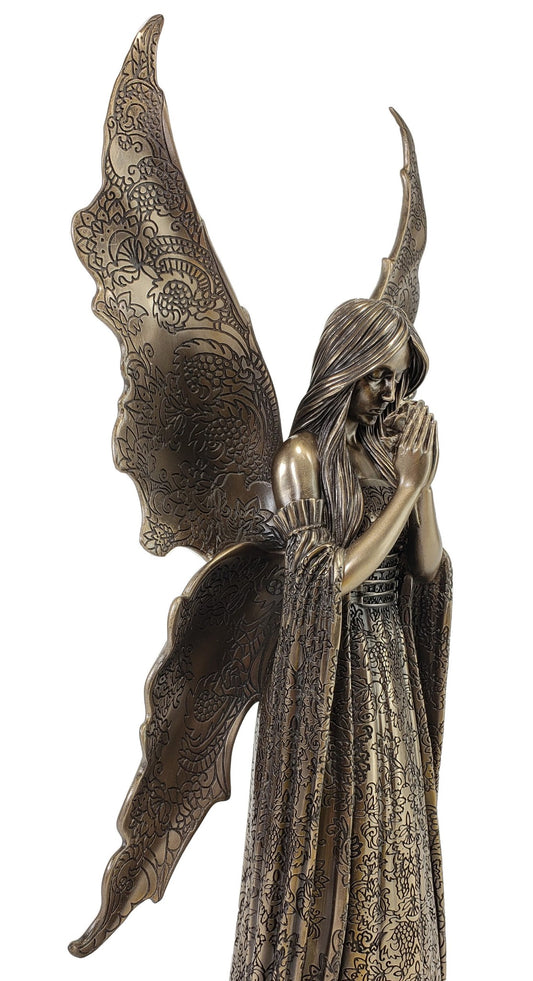 14" Anne Stokes ONLY LOVE REMAINS Guardian Angel Fairy Bronze Color Statue