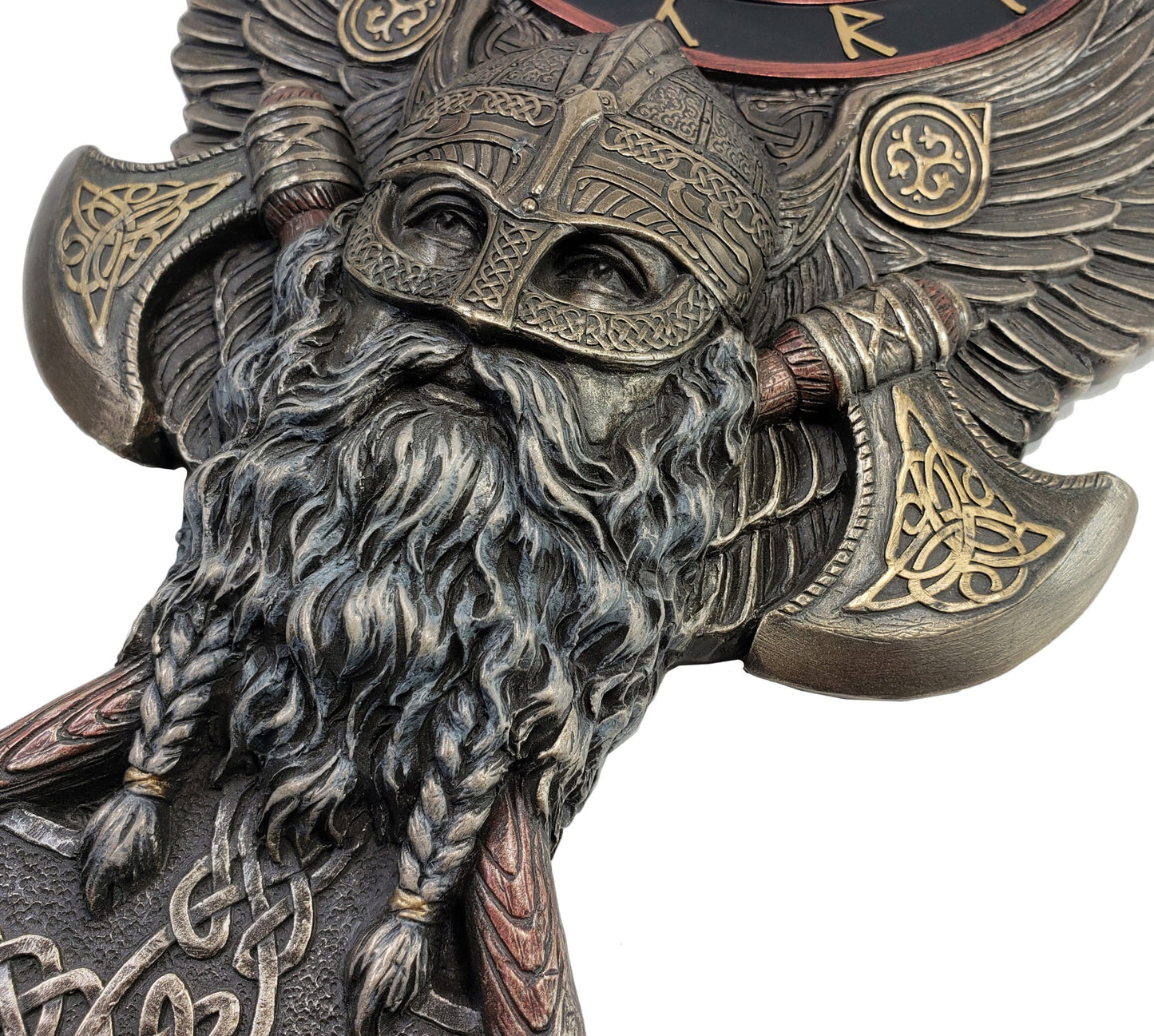 10" Viking Norse Mythology Valhalla Berserker Wall Plaque Clock Bronze Color