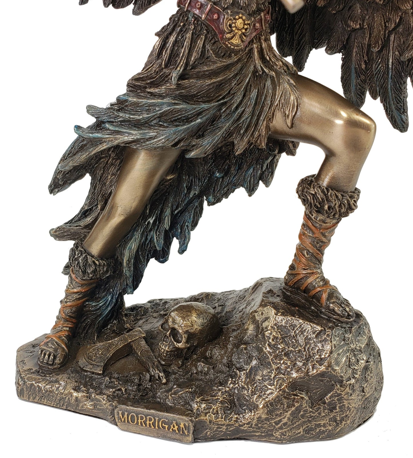 9" Morrigan Celtic Raven Goddess of War and Death W/ Spear Statue Bronze Color