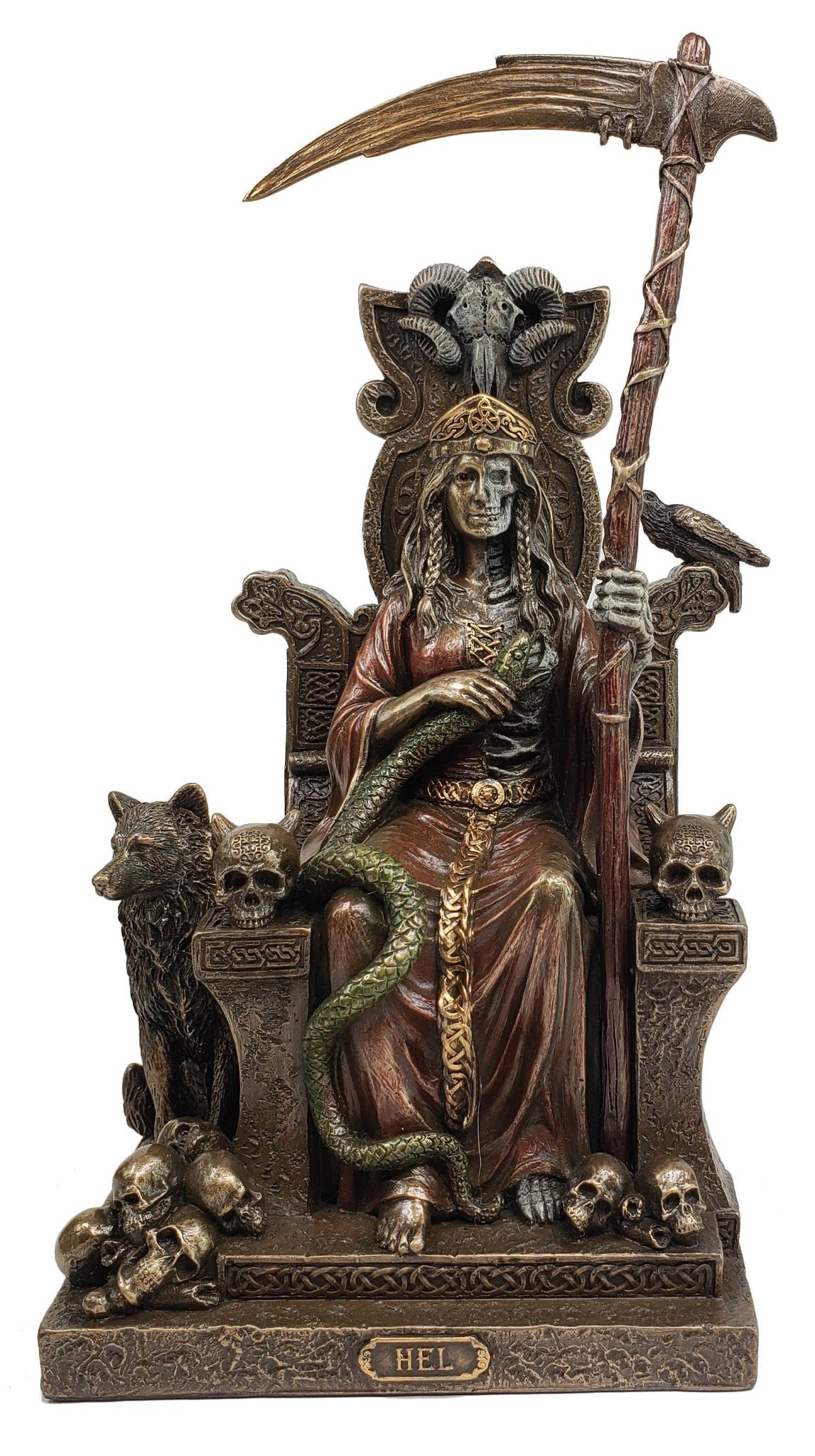 Hel Goddess of Dead / Death on Throne Viking Norse Mythology Statue Bronze Color