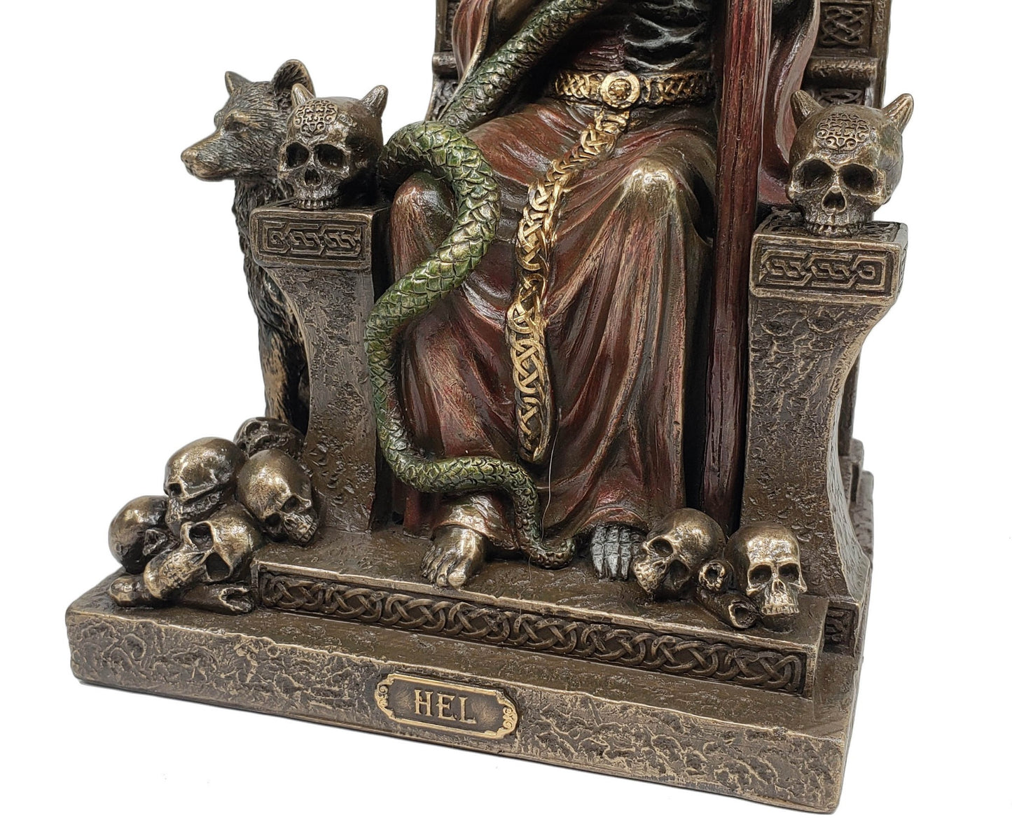 Hel Goddess of Dead / Death on Throne Viking Norse Mythology Statue Bronze Color