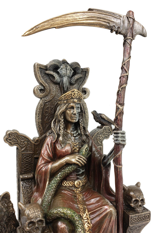 Hel Goddess of Dead / Death on Throne Viking Norse Mythology Statue Bronze Color