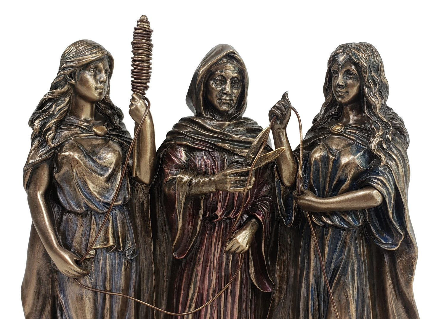 7" 3 Sisters of Fate Greek Mythology Bronze Color Statue Clotho Atropos Lachesis