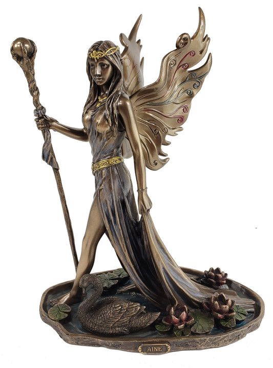 8.75" Aine Celtic Fairy Goddess of Love Summer Walking Water Bronze Color Statue