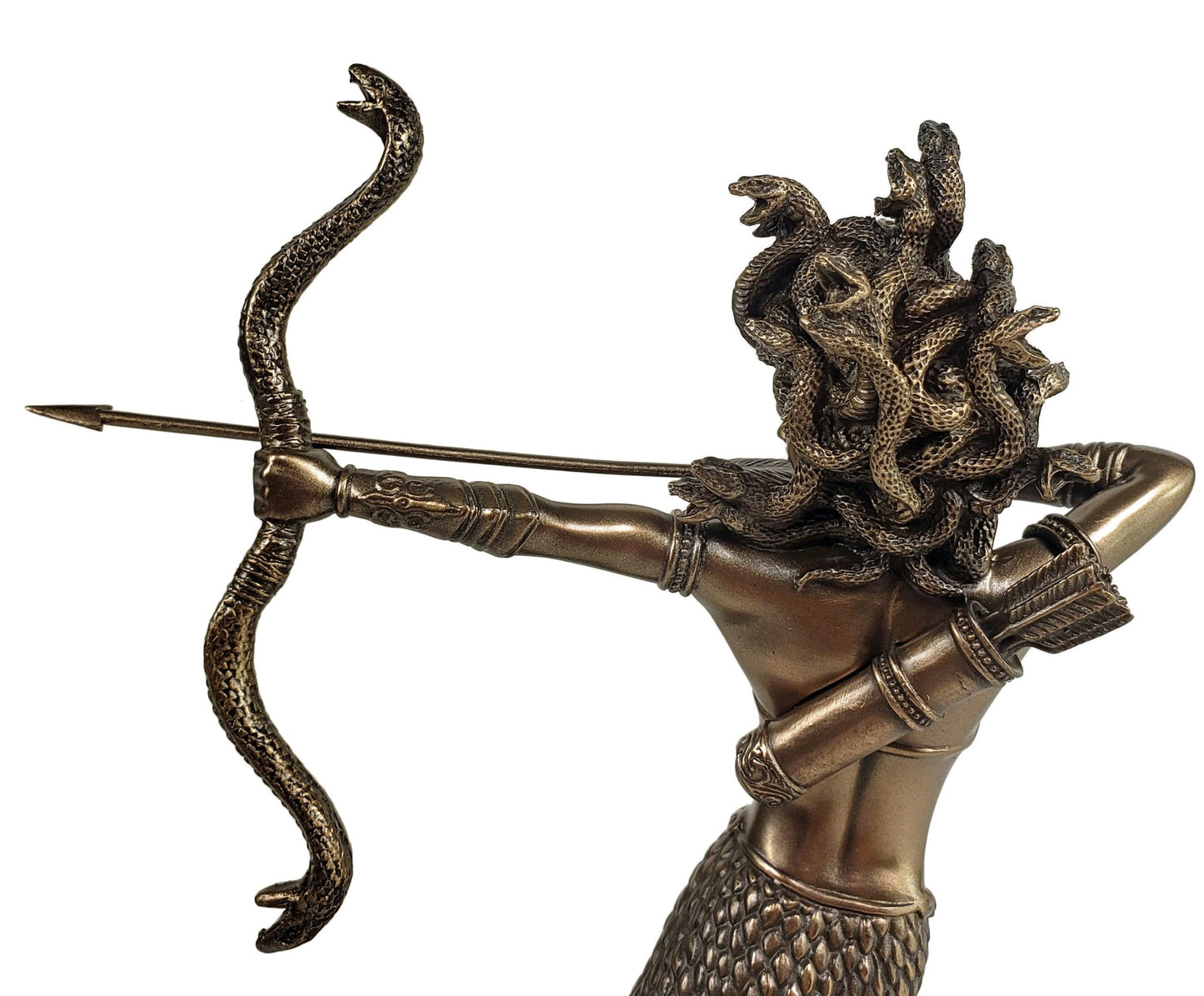 9" Medusa Greek Mythology Snakes Goddess Shooting Arrow Bronze Color Statue