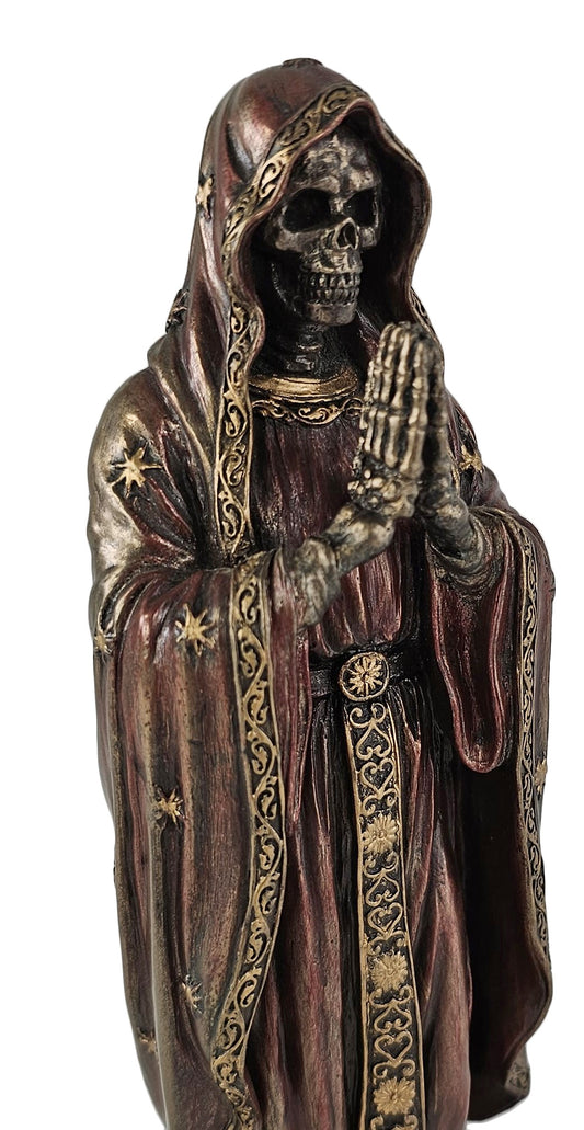 7 5" Santa Santísima Muerte Rosario Prayer Statue Bronze Color Statue