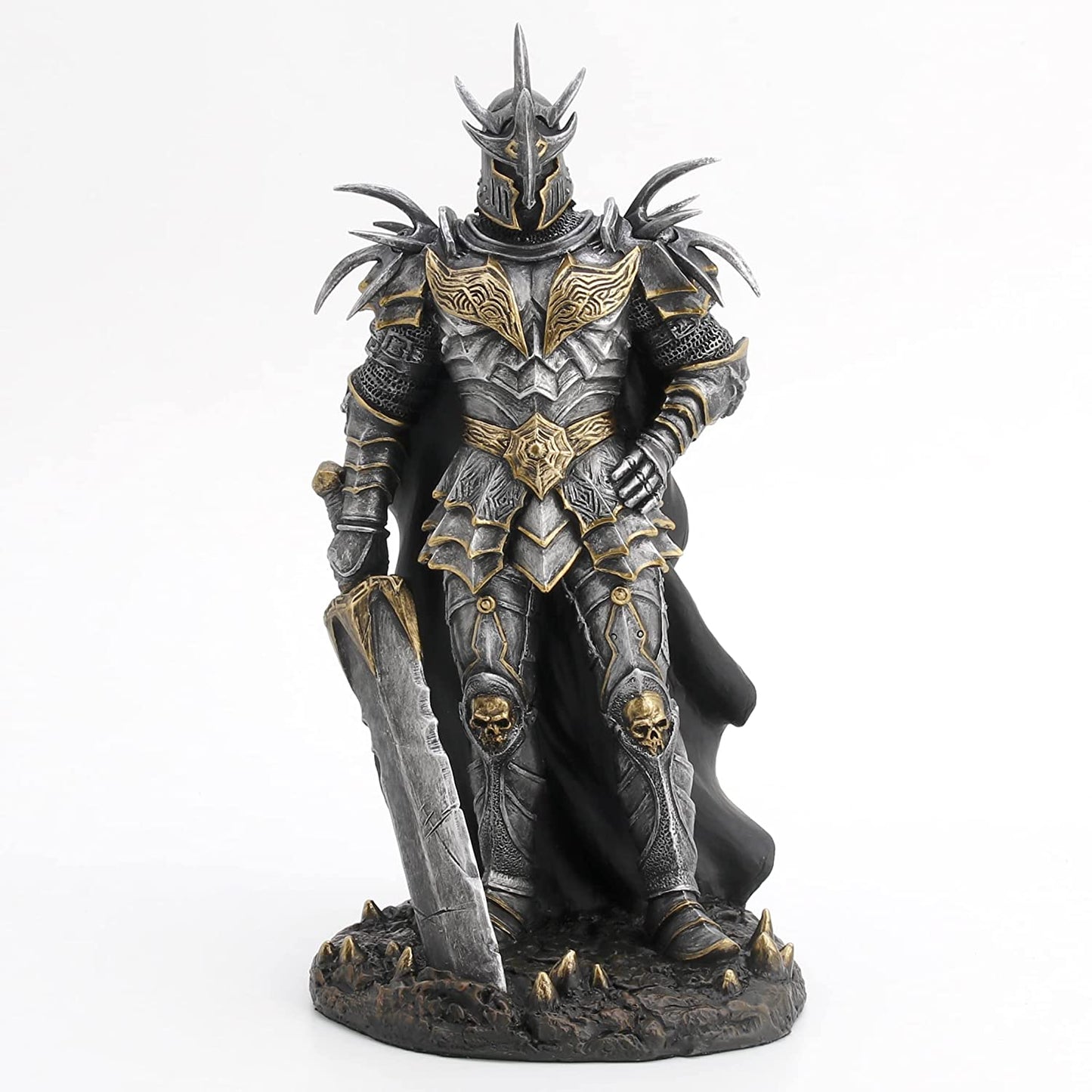 10" Veronese Design Medieval Siver Armored Litch King Statue Figure Giant Sword