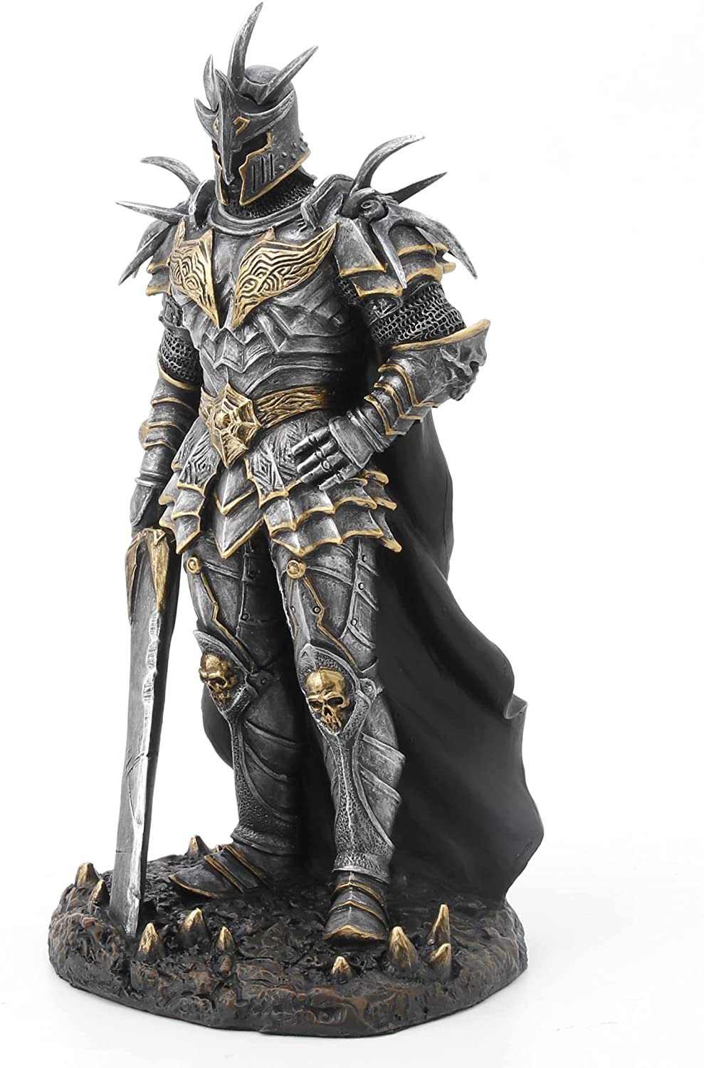 10" Veronese Design Medieval Siver Armored Litch King Statue Figure Giant Sword