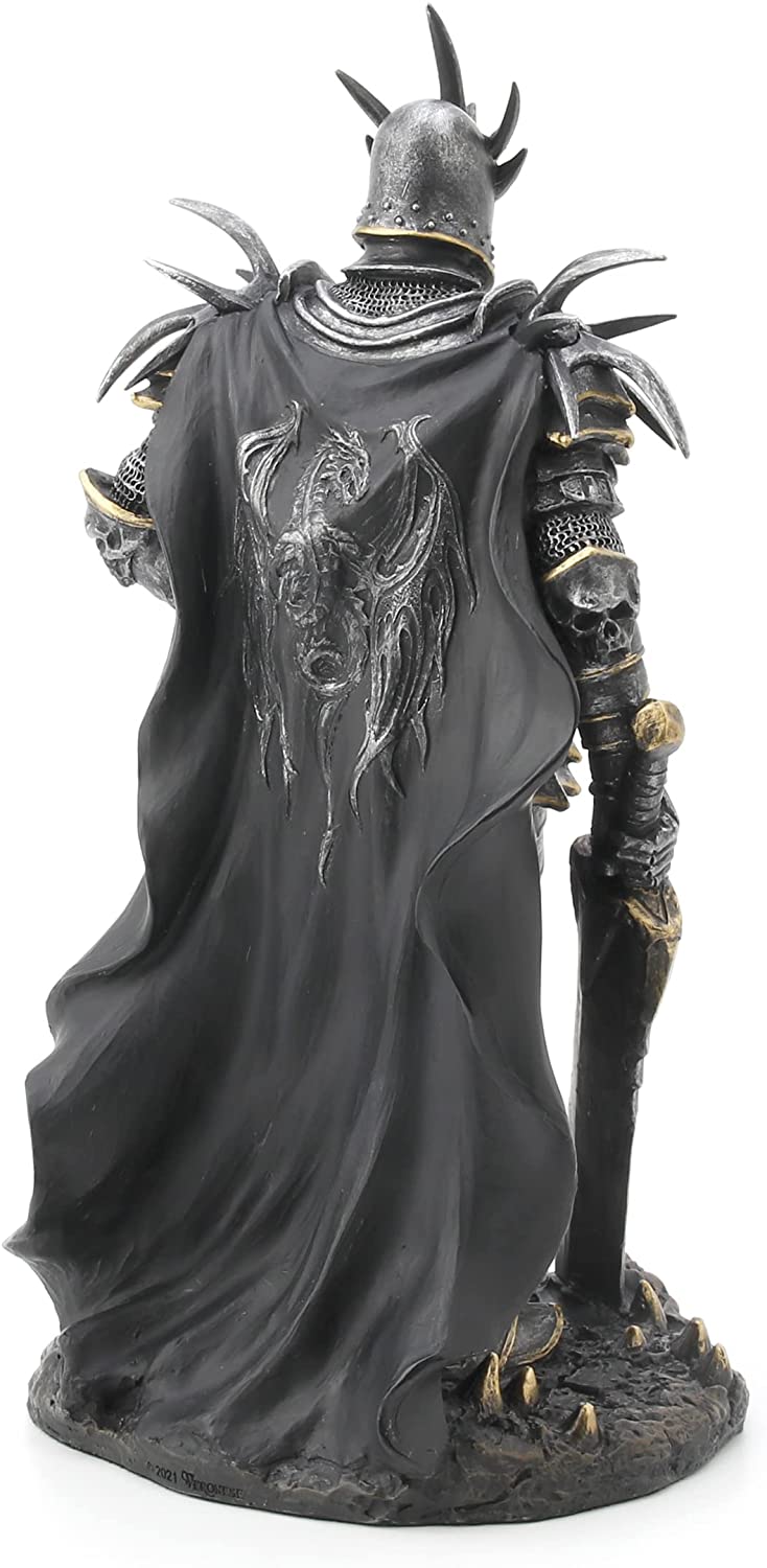 10" Veronese Design Medieval Siver Armored Litch King Statue Figure Giant Sword