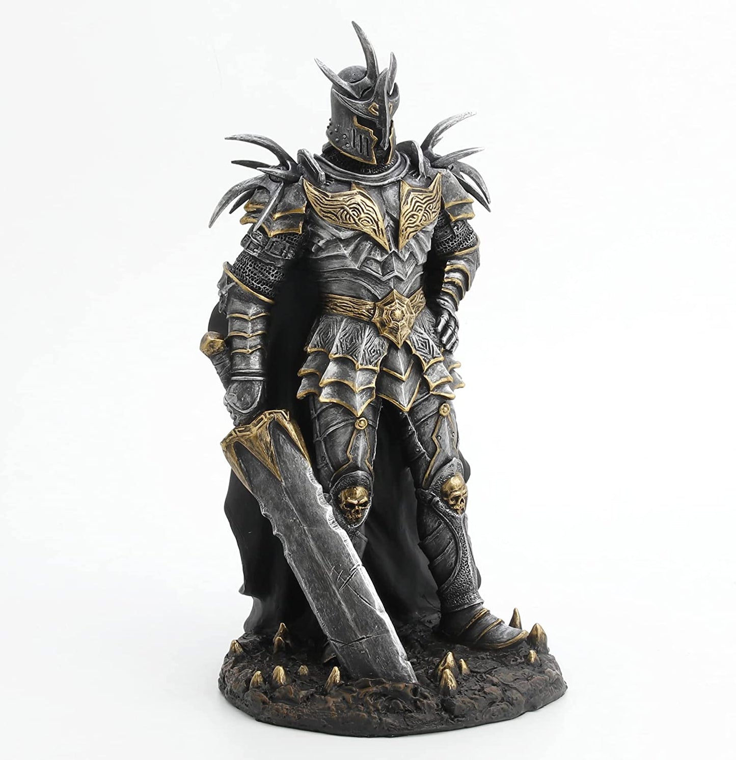 10" Veronese Design Medieval Siver Armored Litch King Statue Figure Giant Sword