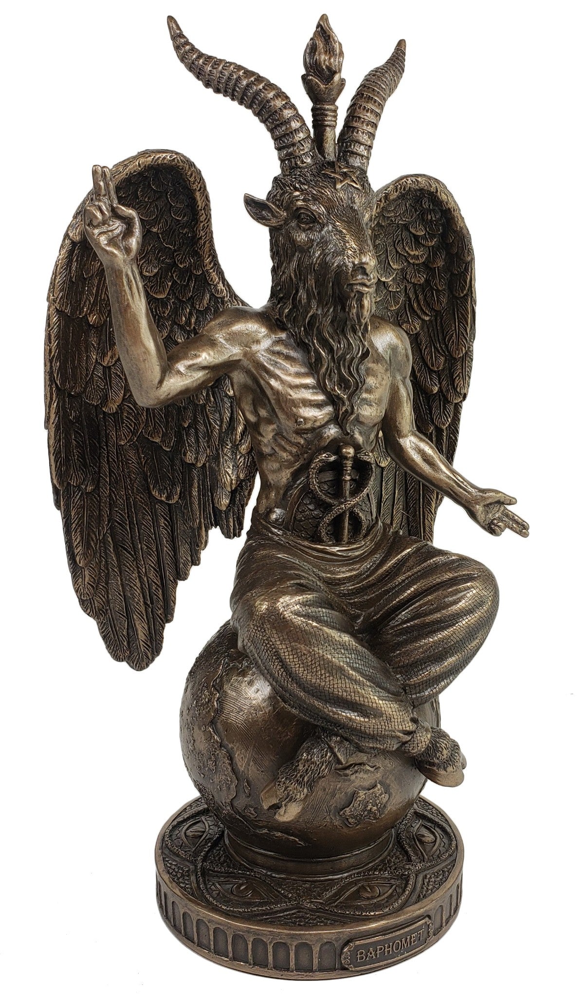 10" Baphomet on Pedestal Goat Statue Bronze Color Statue