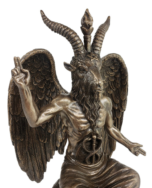 10" Baphomet on Pedestal Goat Statue Bronze Color Statue