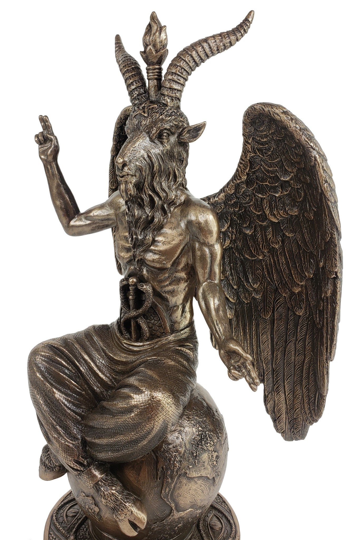 10" Baphomet on Pedestal Goat Statue Bronze Color Statue