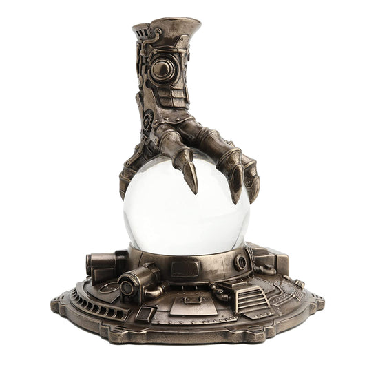 6.5" Steampunk Dragon Claw Holding Crystal Ball Bronze Color Statue